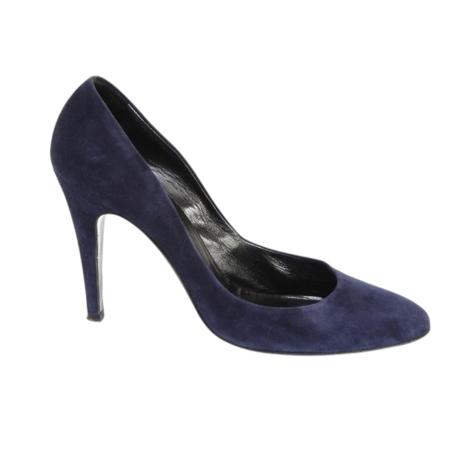 Nero PIERRE HARDY Suede Navy Blue Pumps Pump Leather Heels Shoes Sz 39.5 in vendita