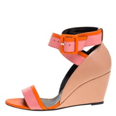 Pierre Hardy Tri Color Leather Ankle Strap Wedge Sandals Size 39