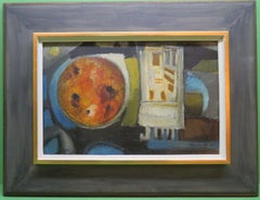 French Mid 20th Century Interesting Abstract Framed Signed Oil Painting