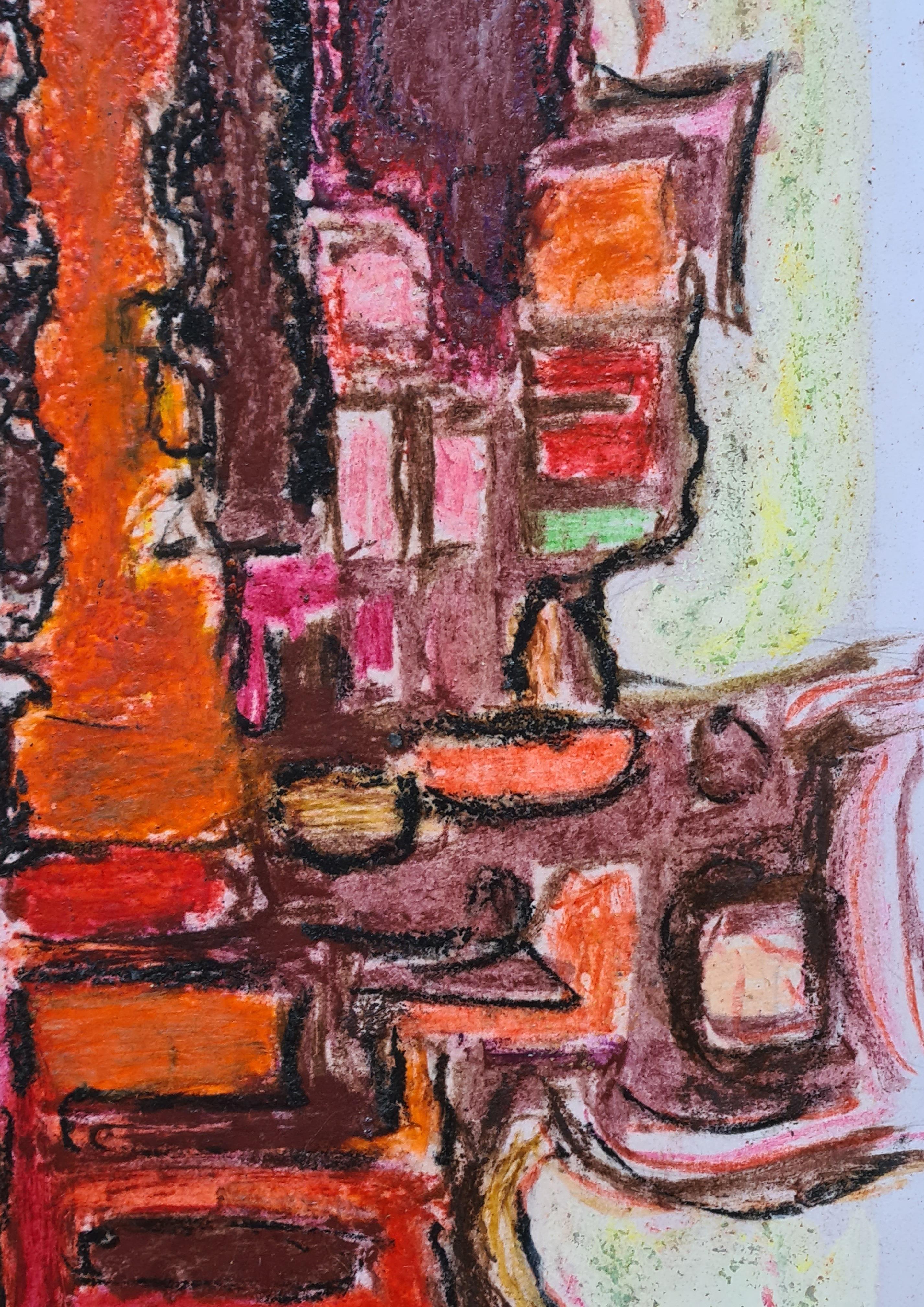 Abstrakt-expressionistische Komposition aus der Mitte des Jahrhunderts, Symphonie in Orange. im Angebot 3