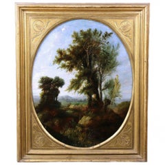 Vecchio olio su tela "un paesaggio italiano", cerchia di Pierre Henry De Valenciennes