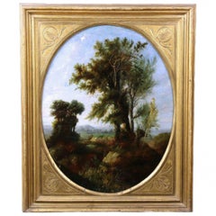 Altes Ölgemälde auf Leinwand „eine italienische Landschaft“, Kreis von Pierre Henri De Valenciennes