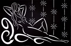 Pierre Henri Matisse - Nu couché, linogravure moderne sur papier non encadrée, signée, 2016