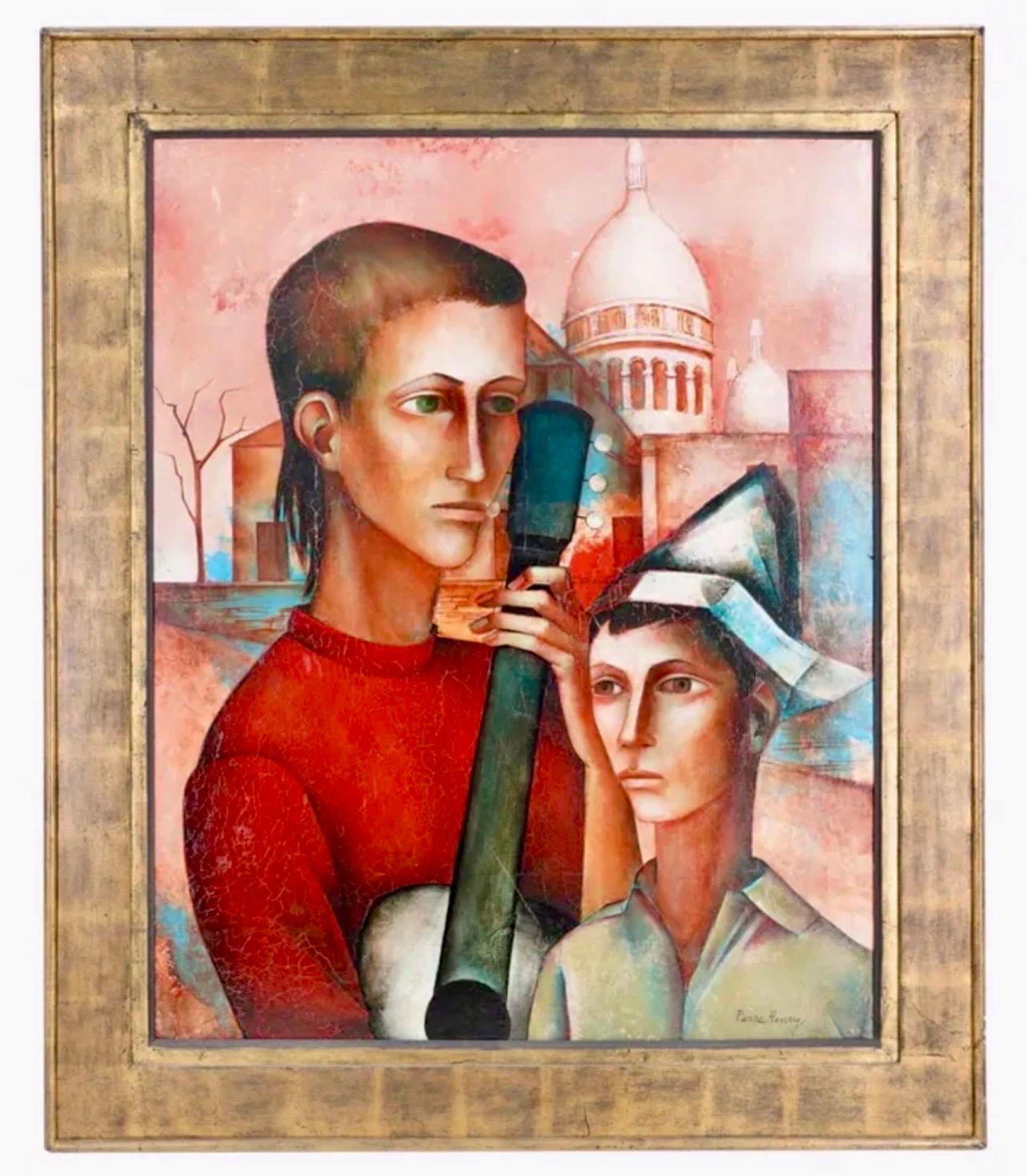Großes surrealistisches französisches expressionistisches Ölgemälde Moody Boys, Pierre Henry, Ölgemälde im Angebot 6