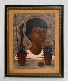 Modernist Surrealist French Expressionist Oil Painting Moody Boy Pierre Henry