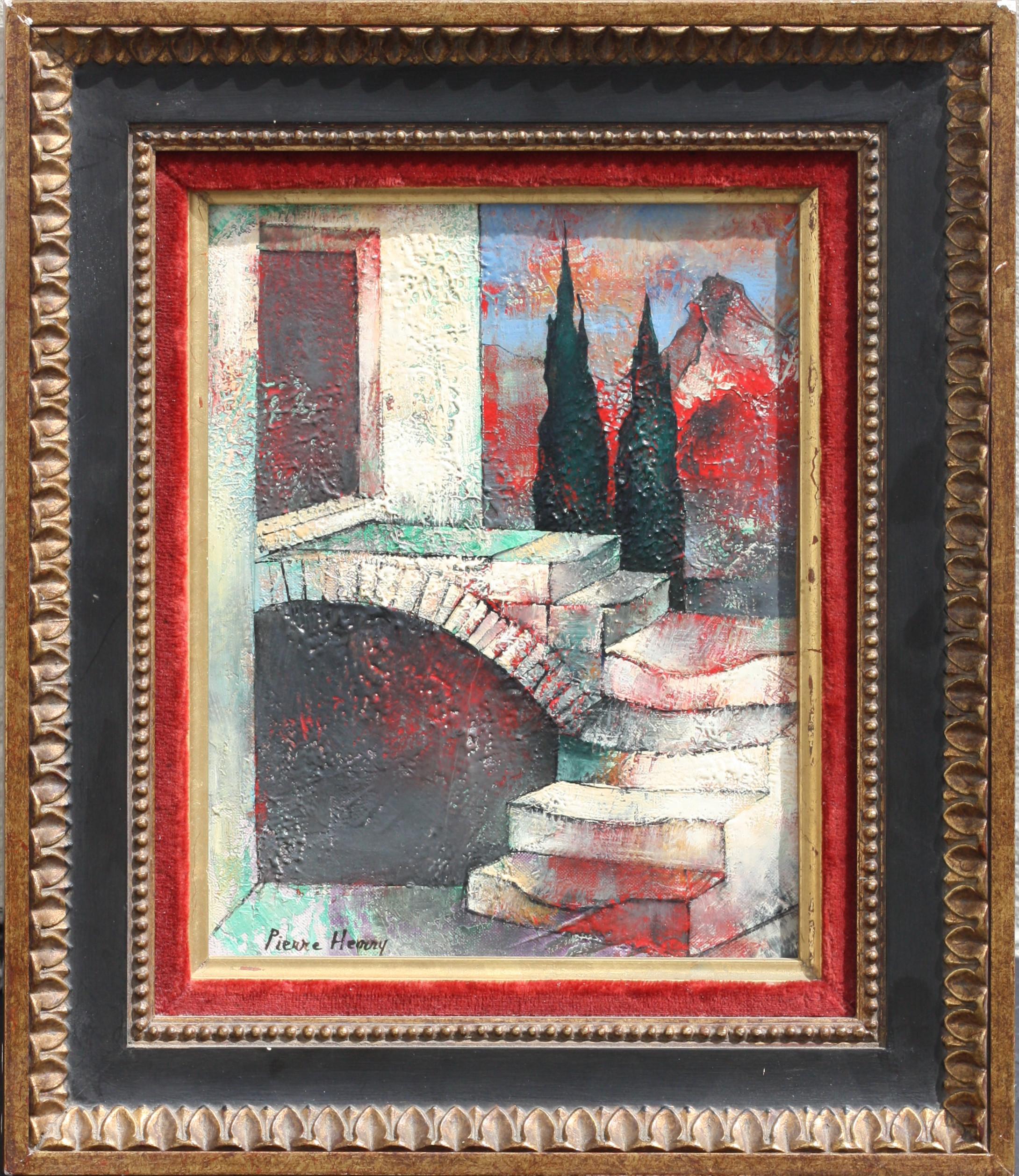 PIERRE-HENRY (1924-2015)
Peinture, huile sur toile
9.5 x 7,5 in. (24,13 x 19,05 cm.) 
avec cadre
13.5 x 11,5 in. (34,29 x 29,21 cm.)
