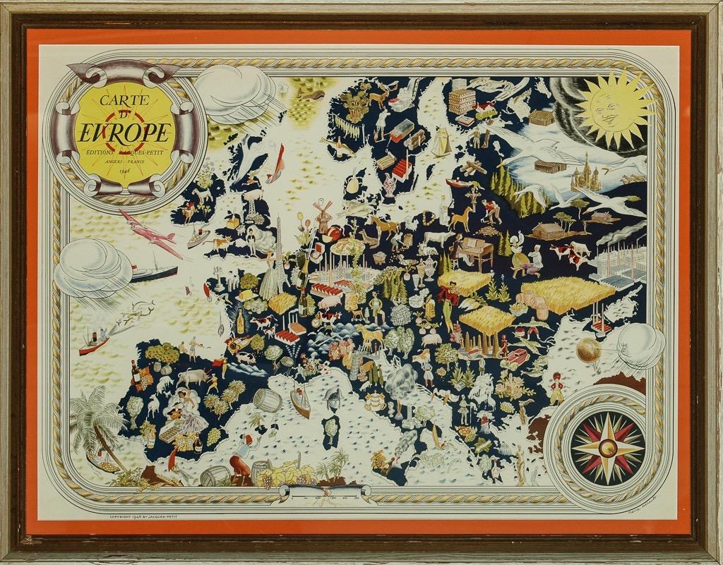 Pierre Herault Figurative Print - Carte D'Europe