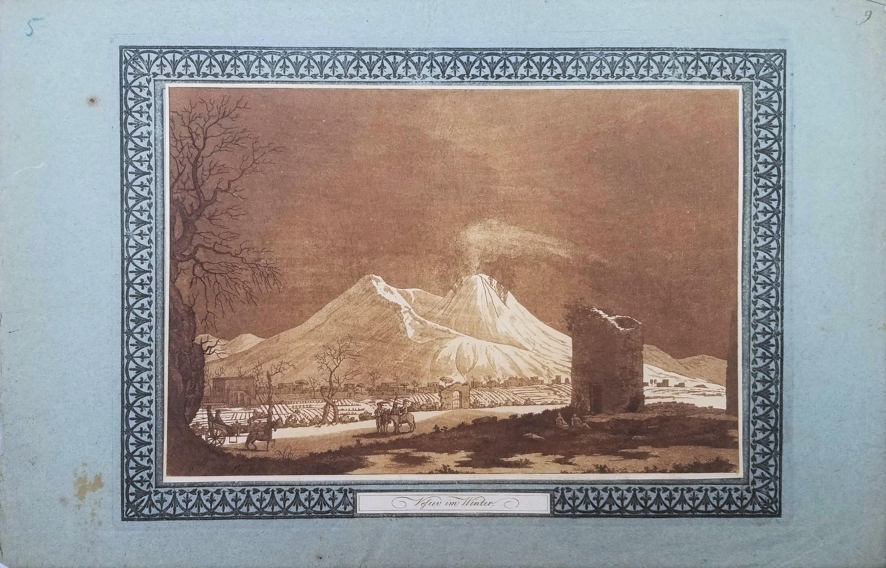 Vesuvs im Winter /// Der Vesuv Vulkan Kampanien Italien – Print von Pierre-Jacques Volaire