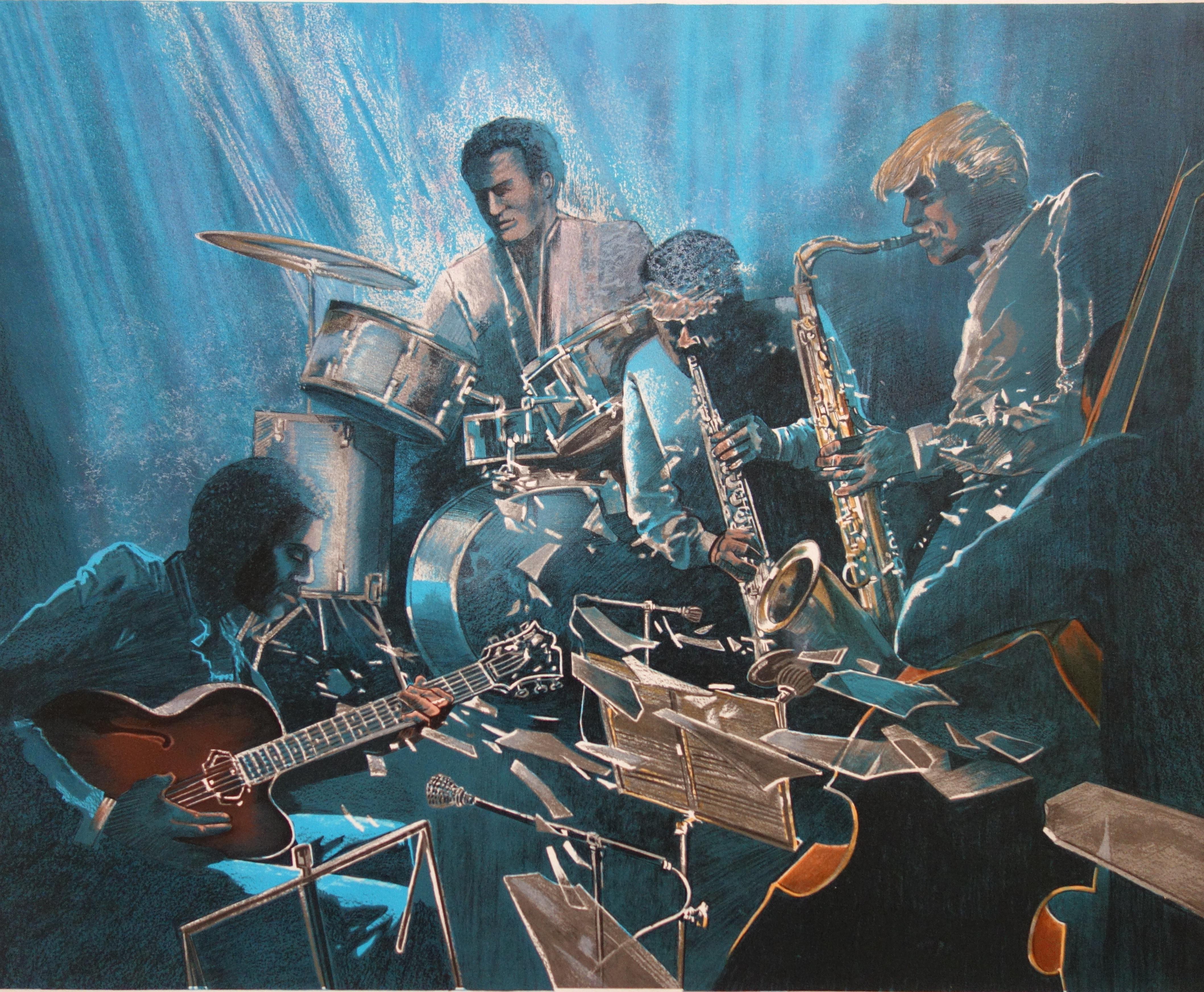 Jazz Swing - Original handsigned lithograph - Modern Print by Pierre-Jean Couarraze