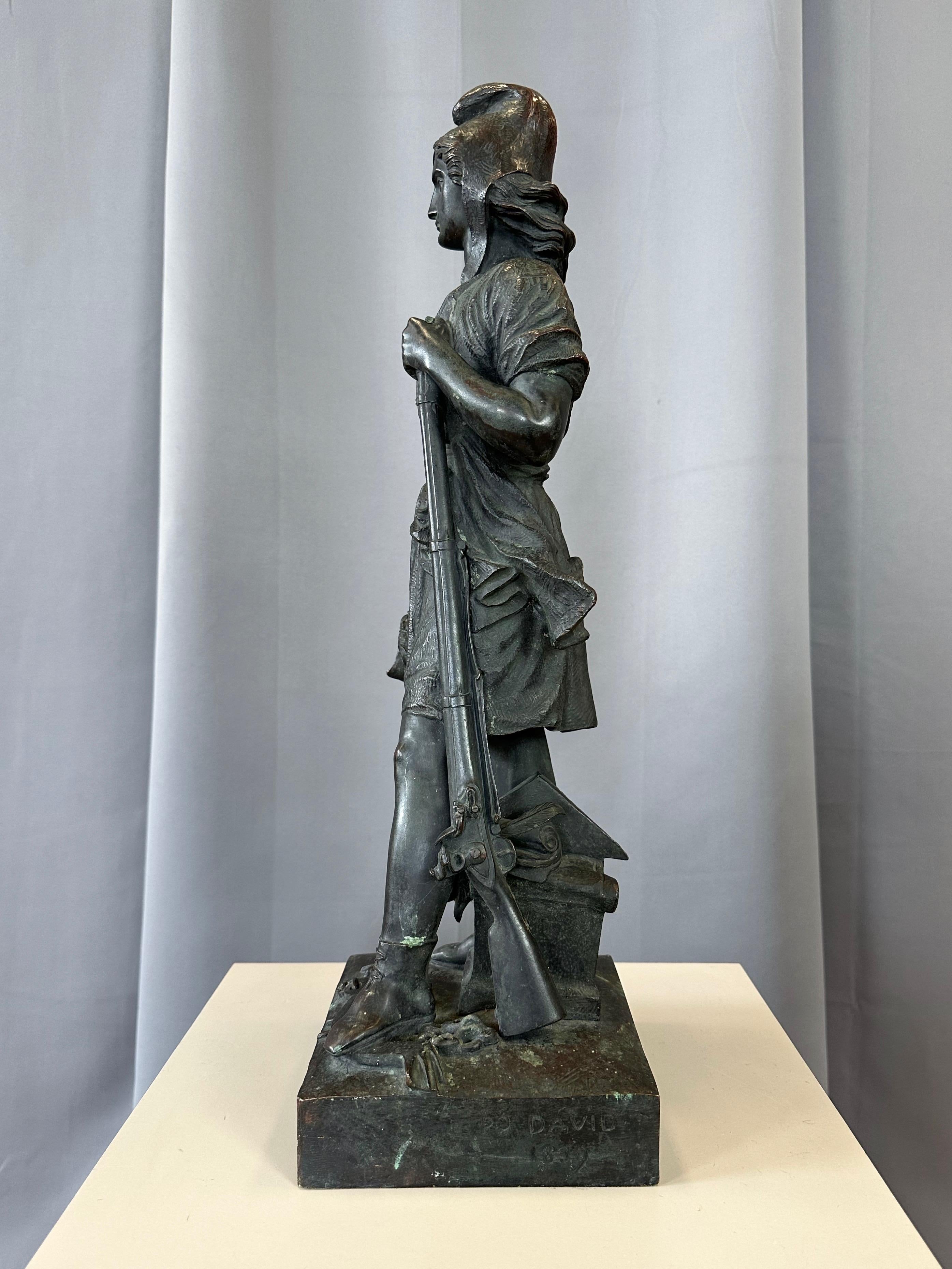 French Pierre-Jean David d’Angers, “La Liberté”, Bronze Sculpture, 1839 For Sale