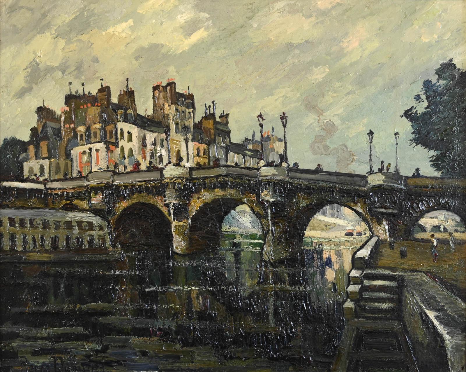Parigi, le pont neuf - Painting di Pierre Jean DUMONT