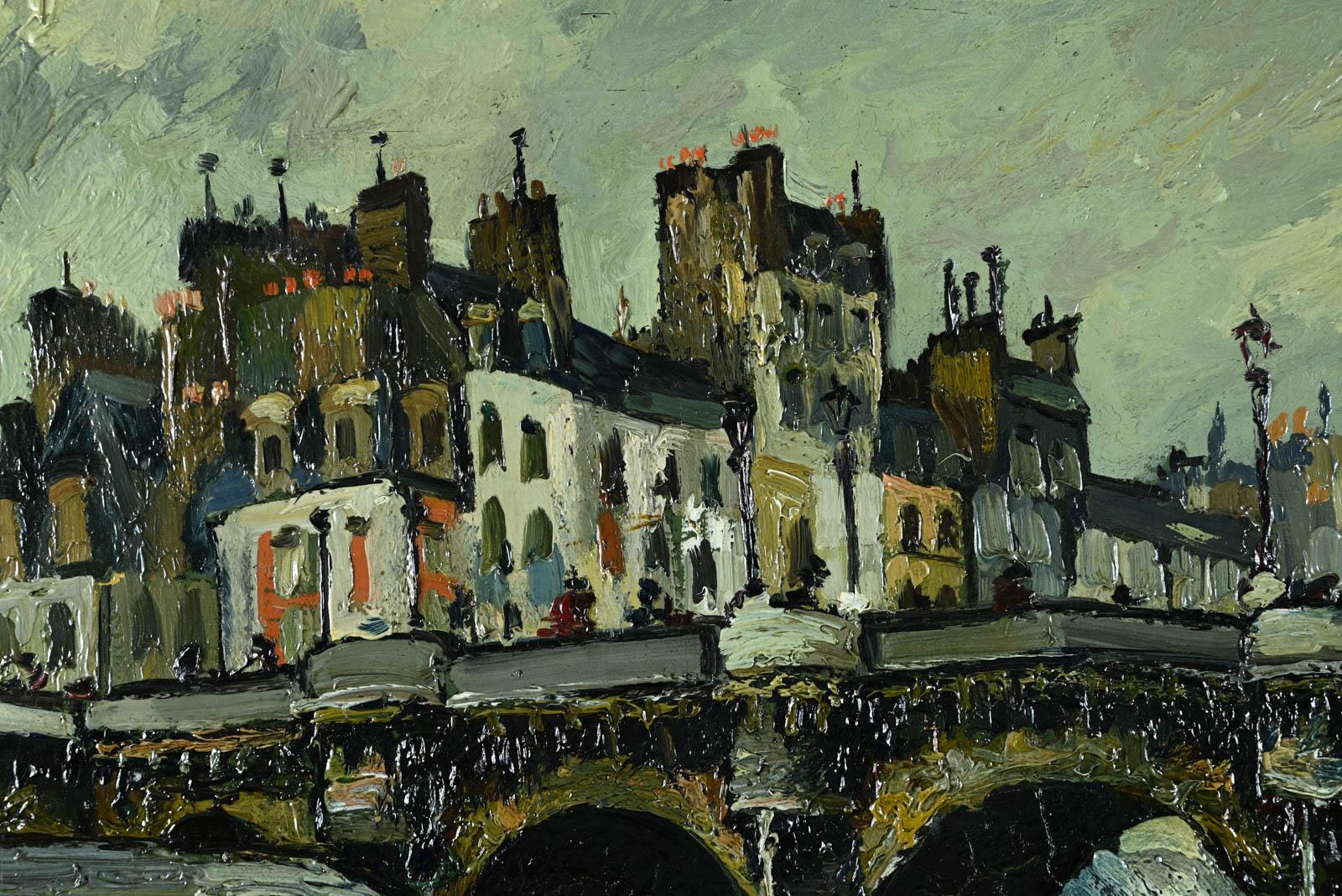 Parigi, le pont neuf - Painting Fauvismo di Pierre Jean DUMONT