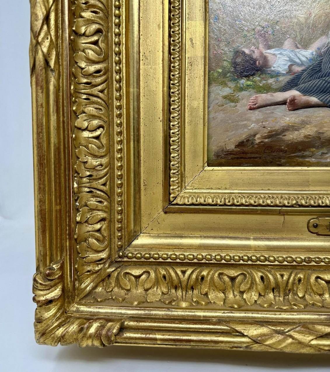 Französische Pierre Jean Edmond Castan-Figuren, Landschaftsssszene, Öl auf Karton, Öl  Malerei  im Angebot 2