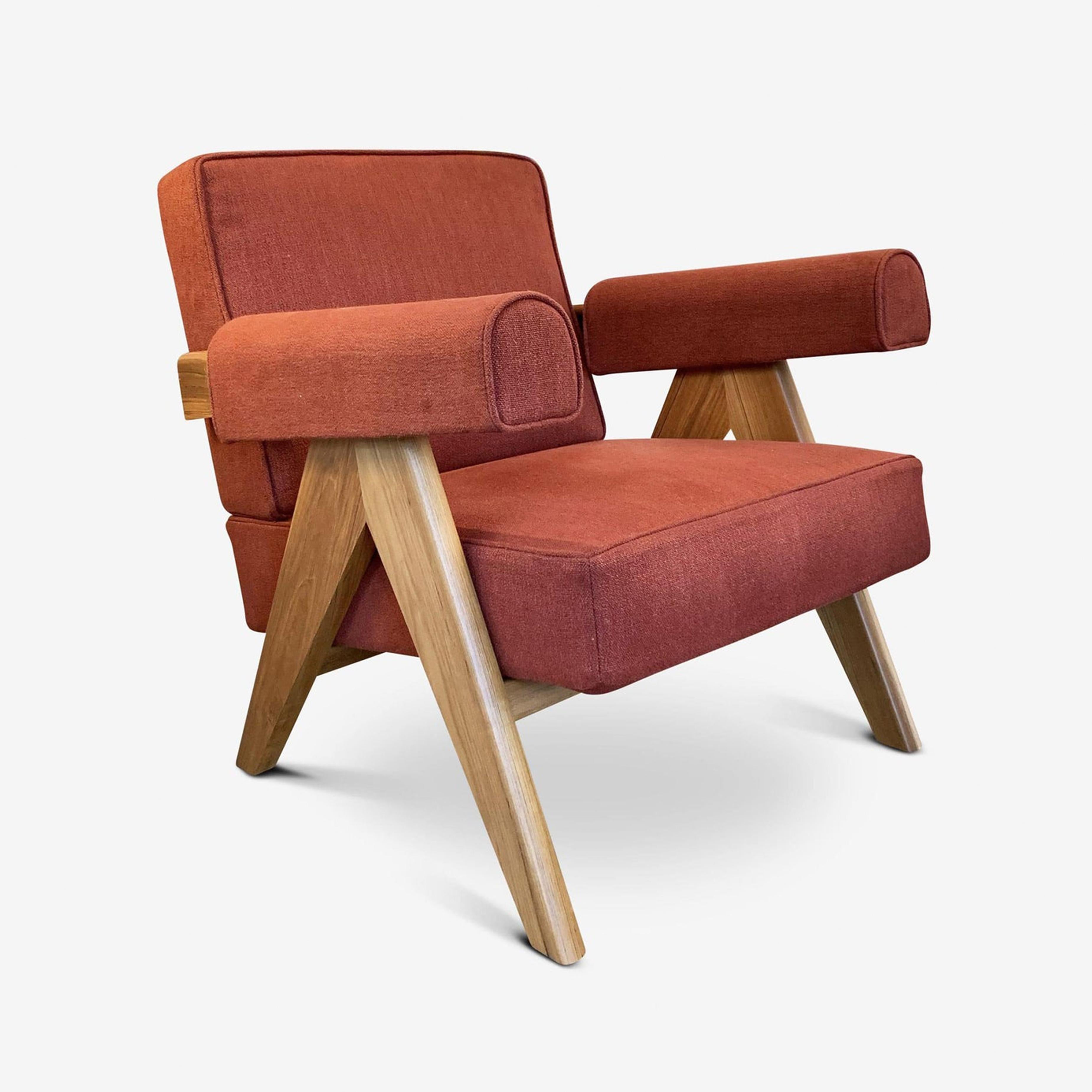 Armchairdesigned by Pierre Jeanneret circa 1950, relaunched in 2019.
Manufactured by Cassina in Italy.

Included in UNESCO’s 2016 Cultural Heritage list, the extraordinary architecture of Le Corbusier’s Capitol Complex, designed by Chandigarh in