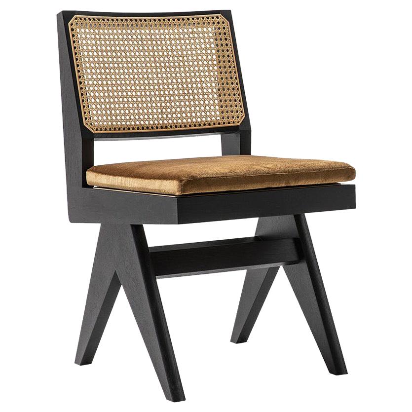 Pierre Jeanneret 055 Capitol Complex Black Wood Chair by Cassina For Sale