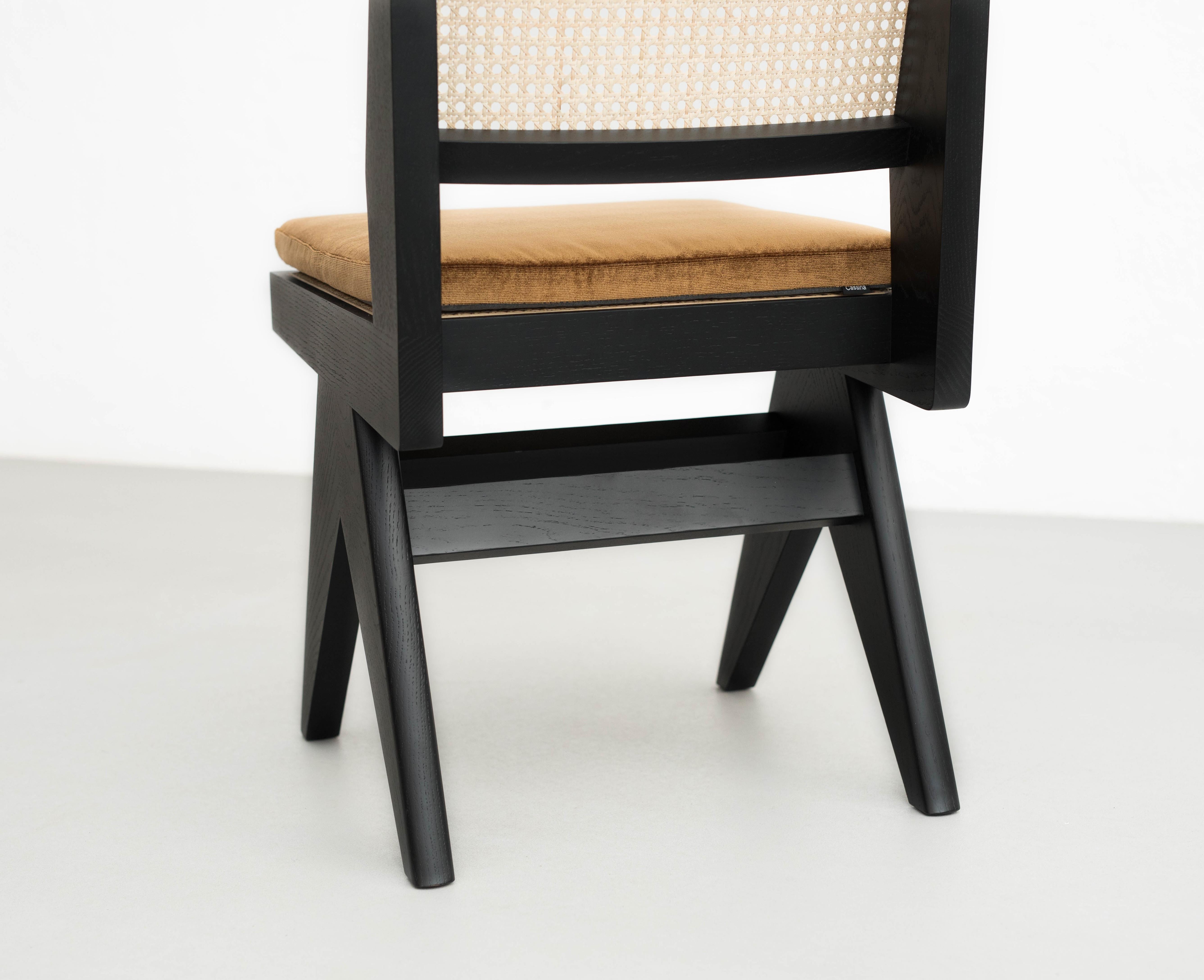 Cane Pierre Jeanneret 055 Capitol Complex Chair with Cushion by Cassina 