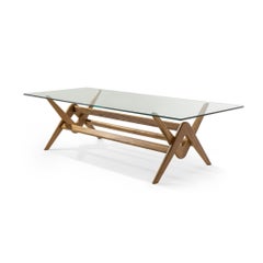 Pierre Jeanneret 056 Capitol Complex Table Wood and Glass by Cassina