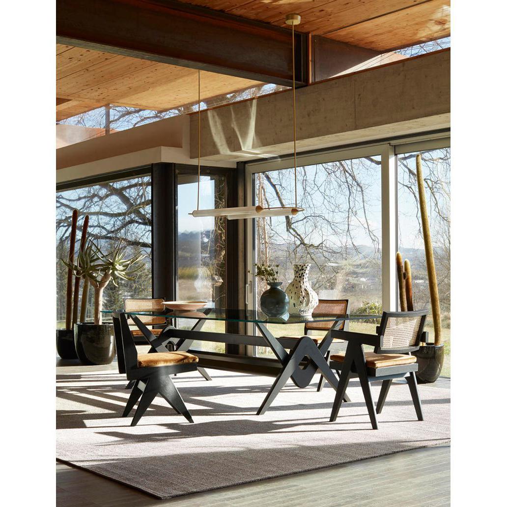 Italian Pierre Jeanneret 056 Capitol Complex Wood and Glass Table by Cassina