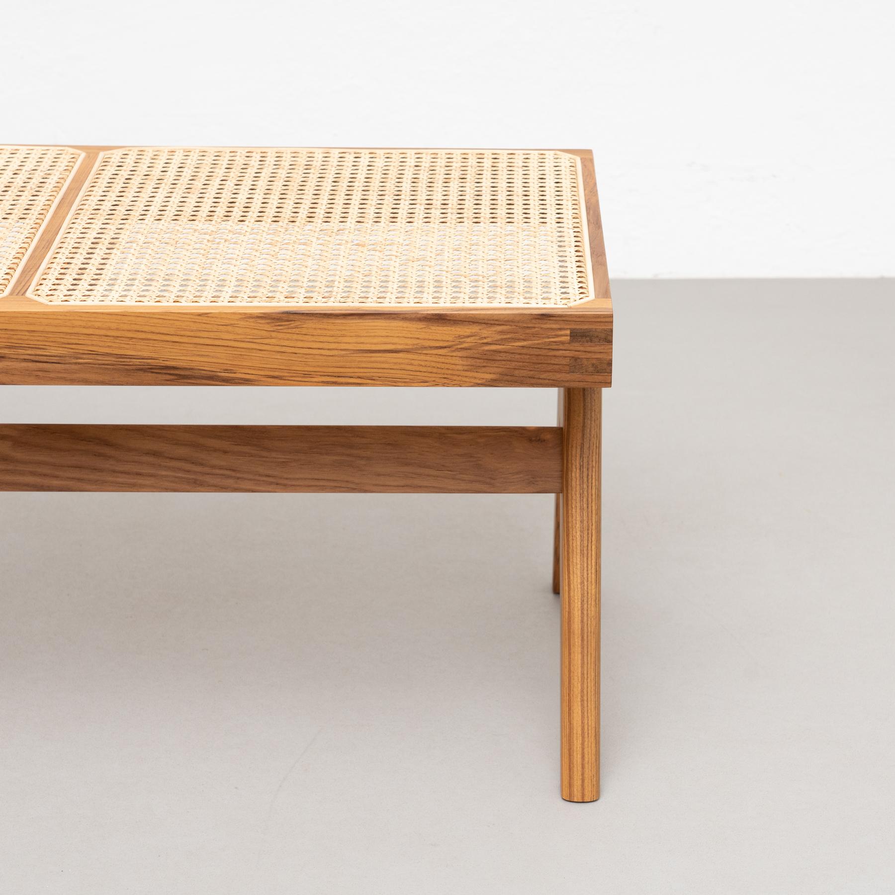 Pierre Jeanneret 057 Civil Bench, Wood and Woven Viennese Cane by Cassina For Sale 5