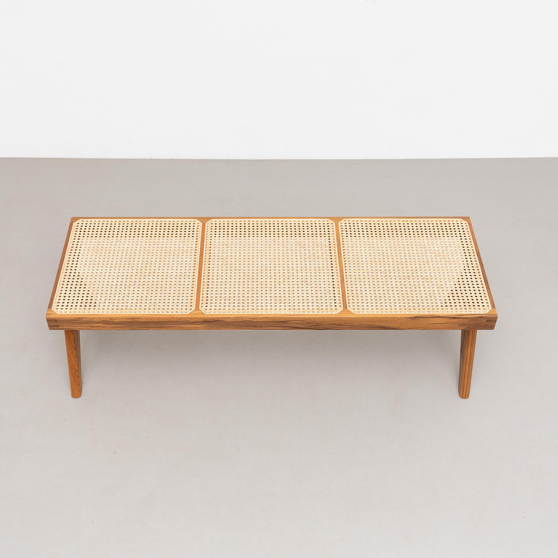 Pierre Jeanneret 057 Civil Bench, Wood and Woven Viennese Cane by Cassina For Sale 7