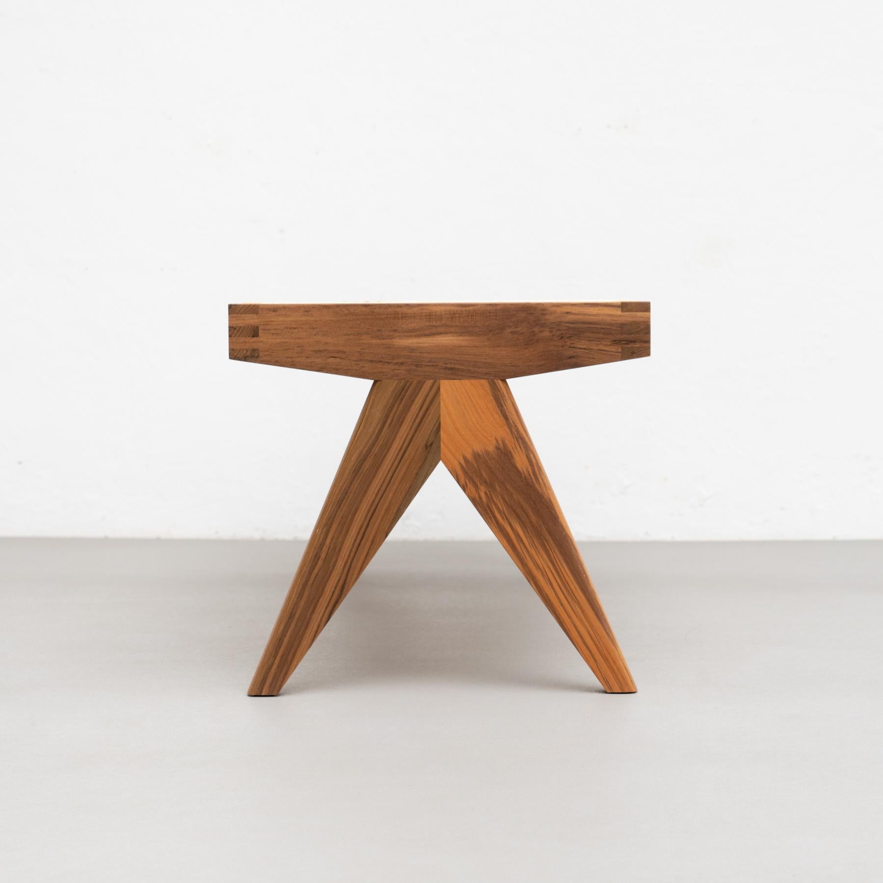 Pierre Jeanneret 057 Civil Bench, Wood and Woven Viennese Cane by Cassina For Sale 8