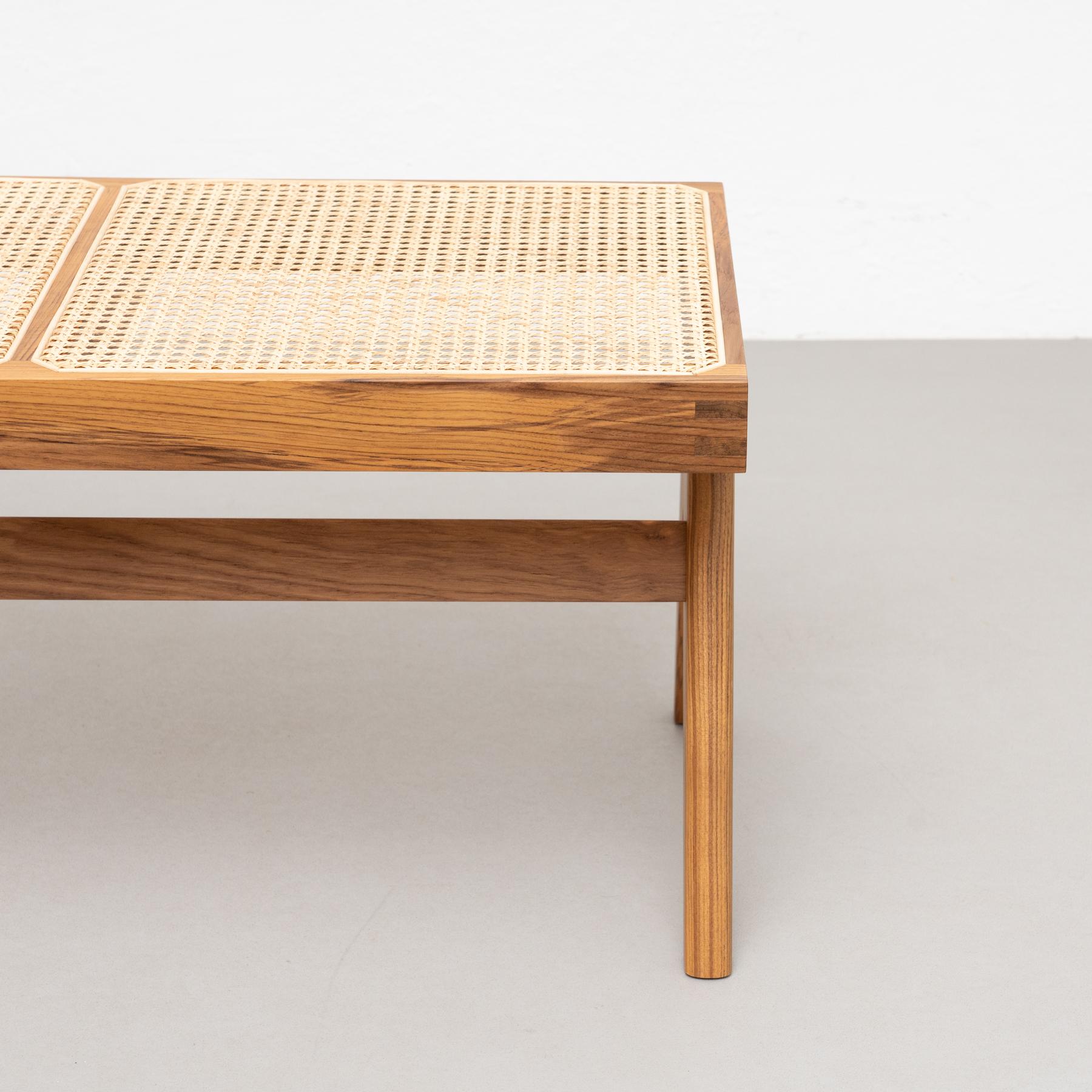 Pierre Jeanneret 057 Civil Bench, Wood and Woven Viennese Cane 4