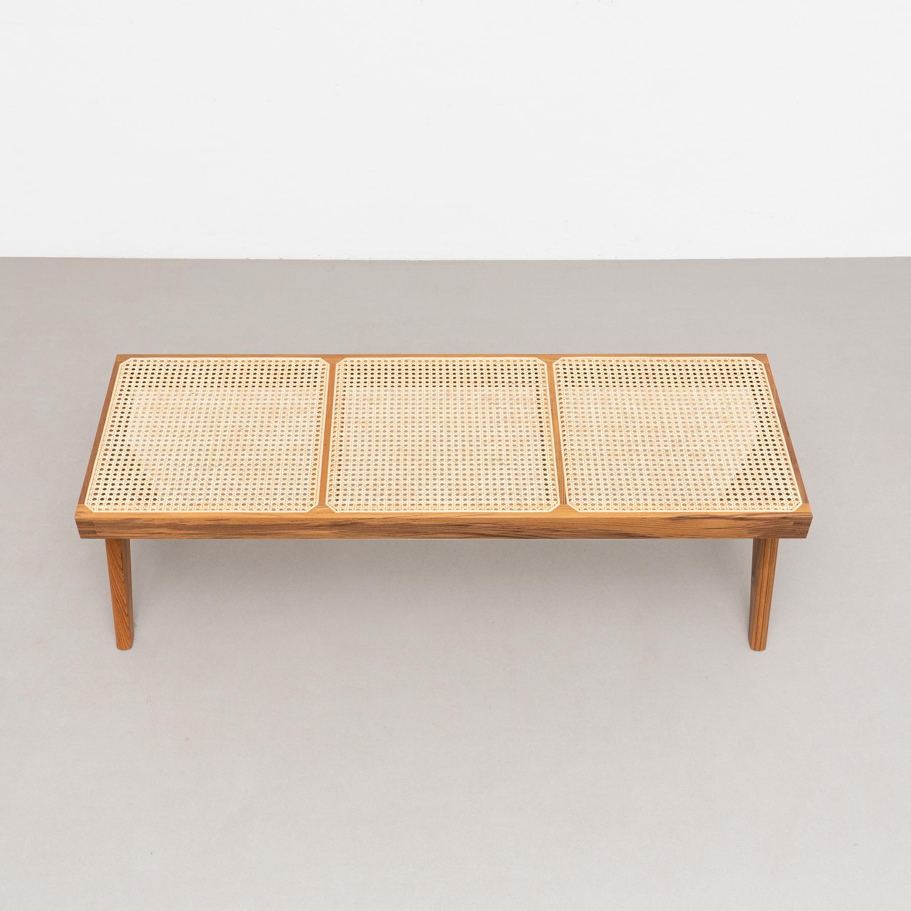 Pierre Jeanneret 057 Civil Bench, Wood and Woven Viennese Cane 6