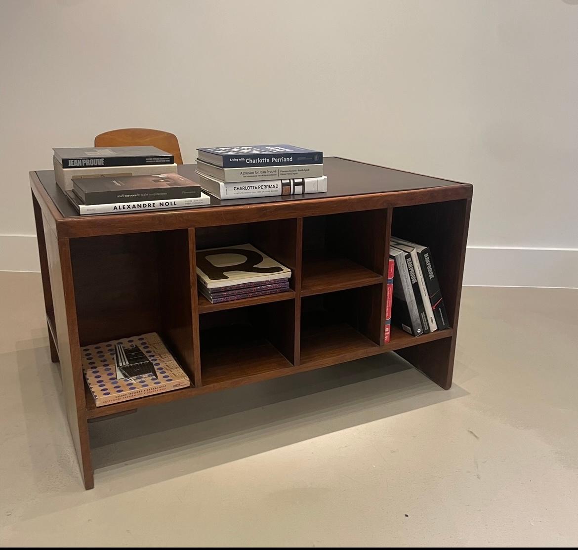 Stained Pierre Jeanneret, 1959-61 Pigeonhole Desk in East Indian Rosewood and Leather For Sale