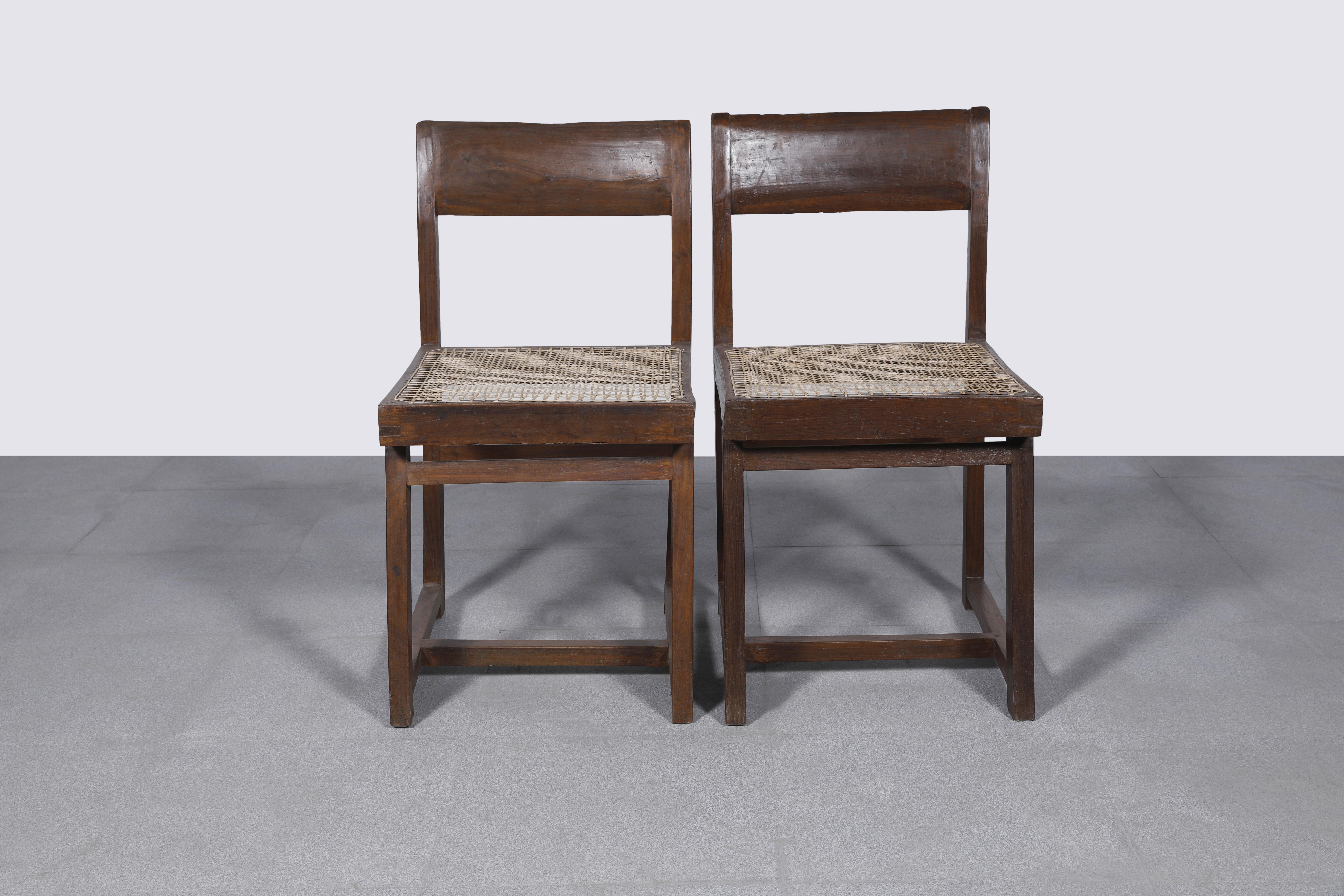 Pierre Jeanneret 2 Box Chairs with Letters from Chandigarh Authentic Mid-Century 4