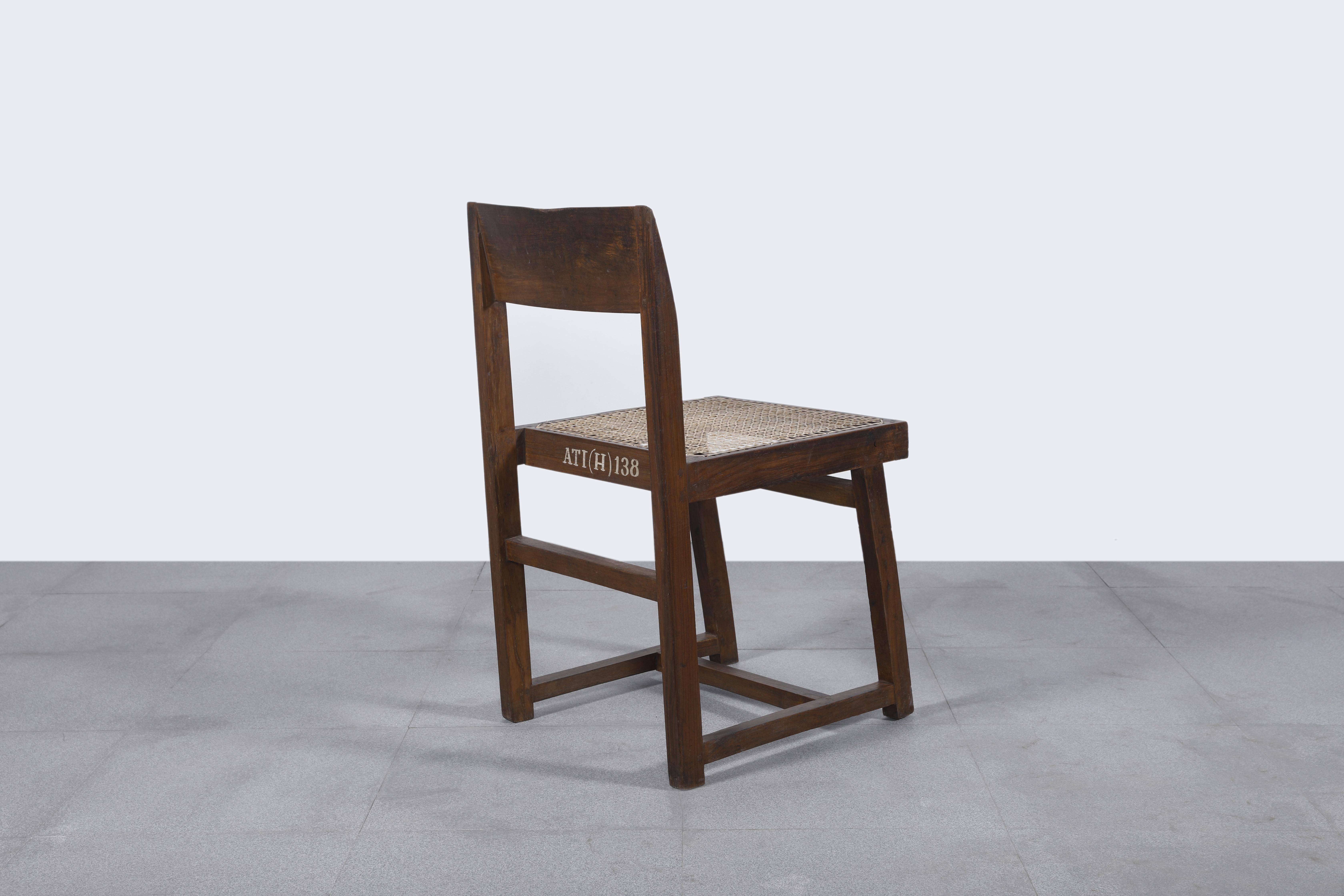 Hand-Crafted Pierre Jeanneret 2 Box Chairs with Letters from Chandigarh Authentic Mid-Century