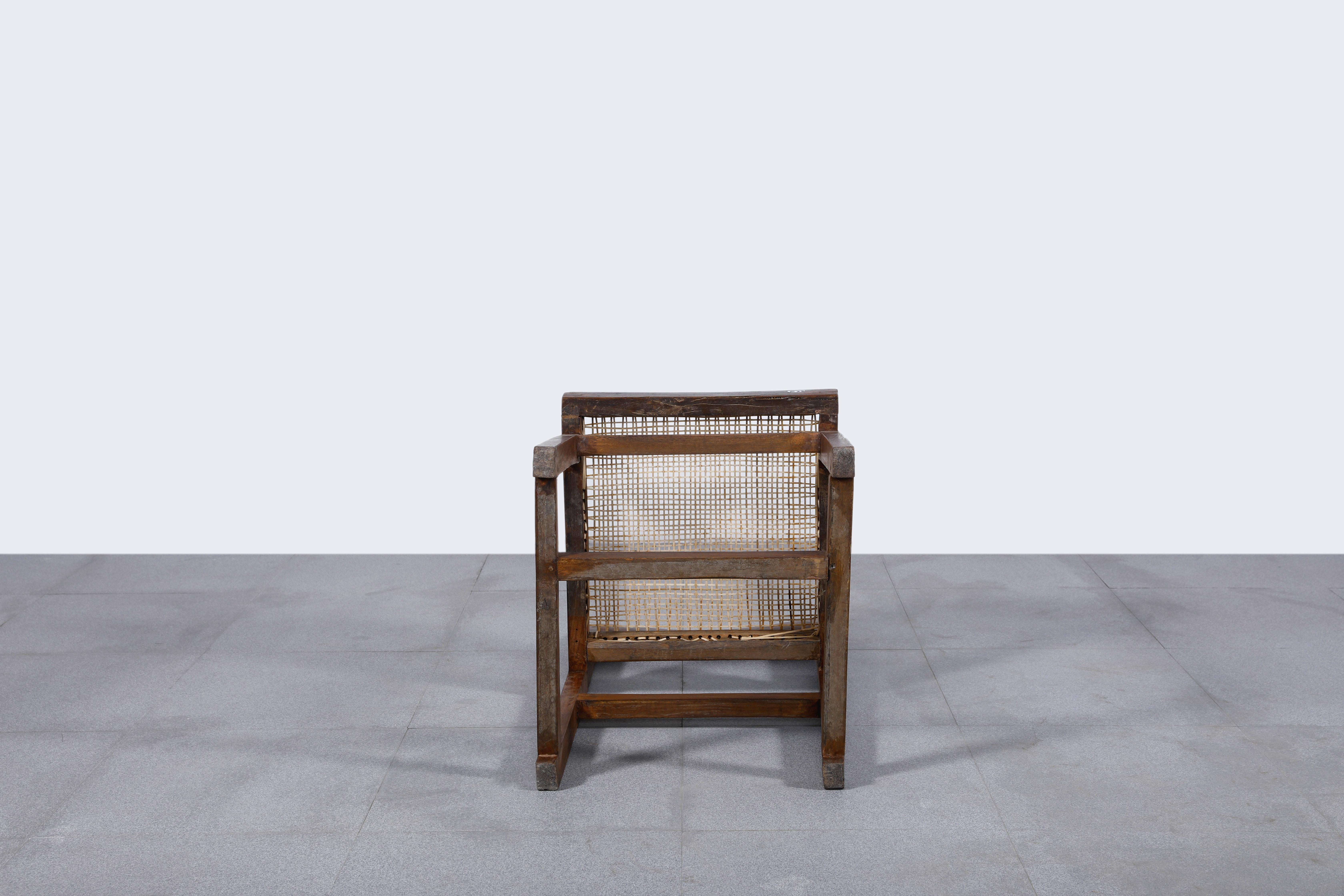 Pierre Jeanneret 2 Box Chairs with Letters from Chandigarh Authentic Mid-Century In Good Condition In Zürich, CH