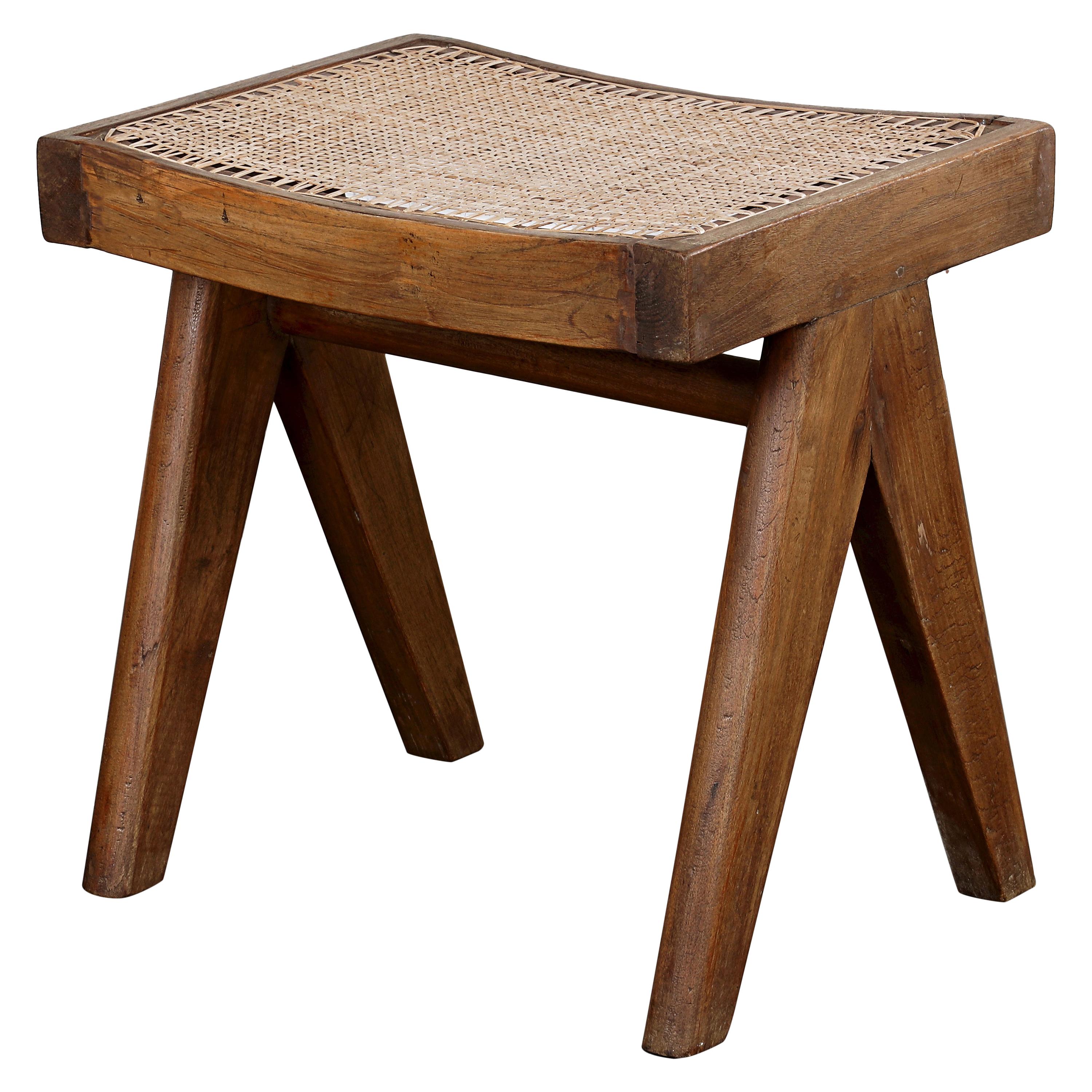 Pierre Jeanneret PJ-SI-34-A A-Legs Cane Stool / Authentic Mid-Century Modern  For Sale