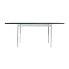 Pierre Jeanneret and Le Corbusier LC12 La Roche Table, Steel and Glass