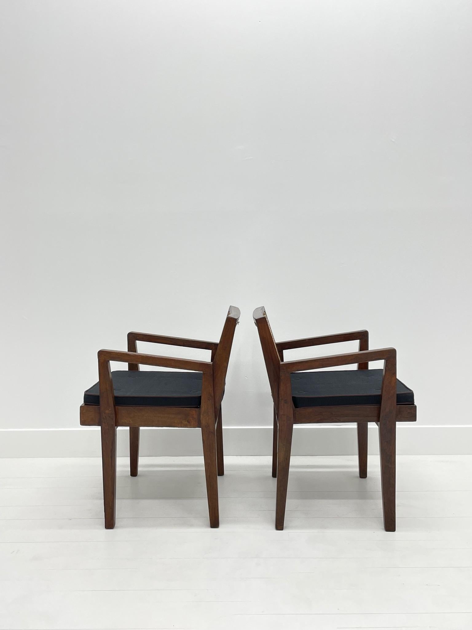 Pierre Jeanneret Armchairs from Chandigarh, pair, c. 1955 For Sale 3