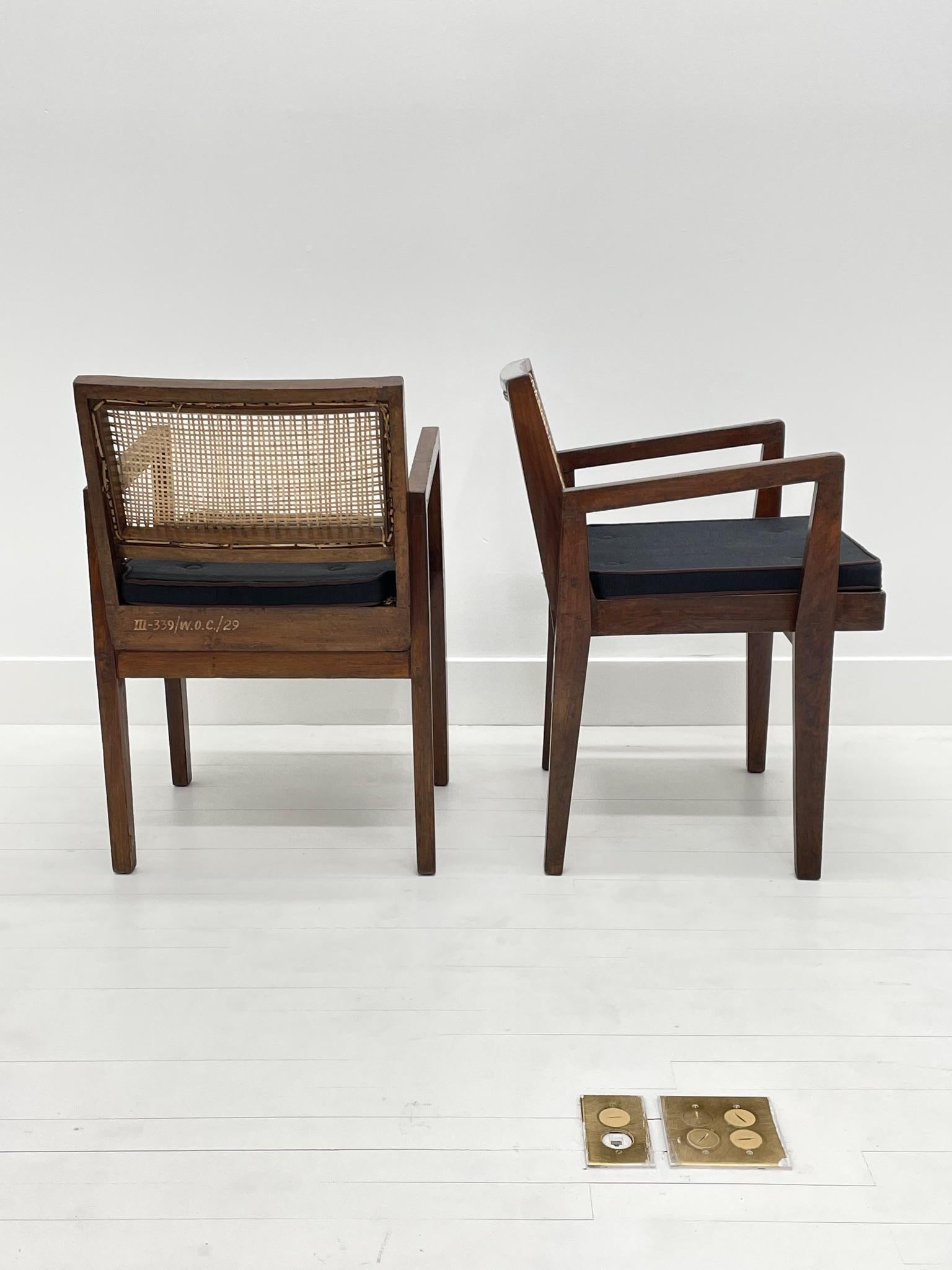 Pierre Jeanneret Armchairs from Chandigarh, pair, c. 1955 For Sale 4