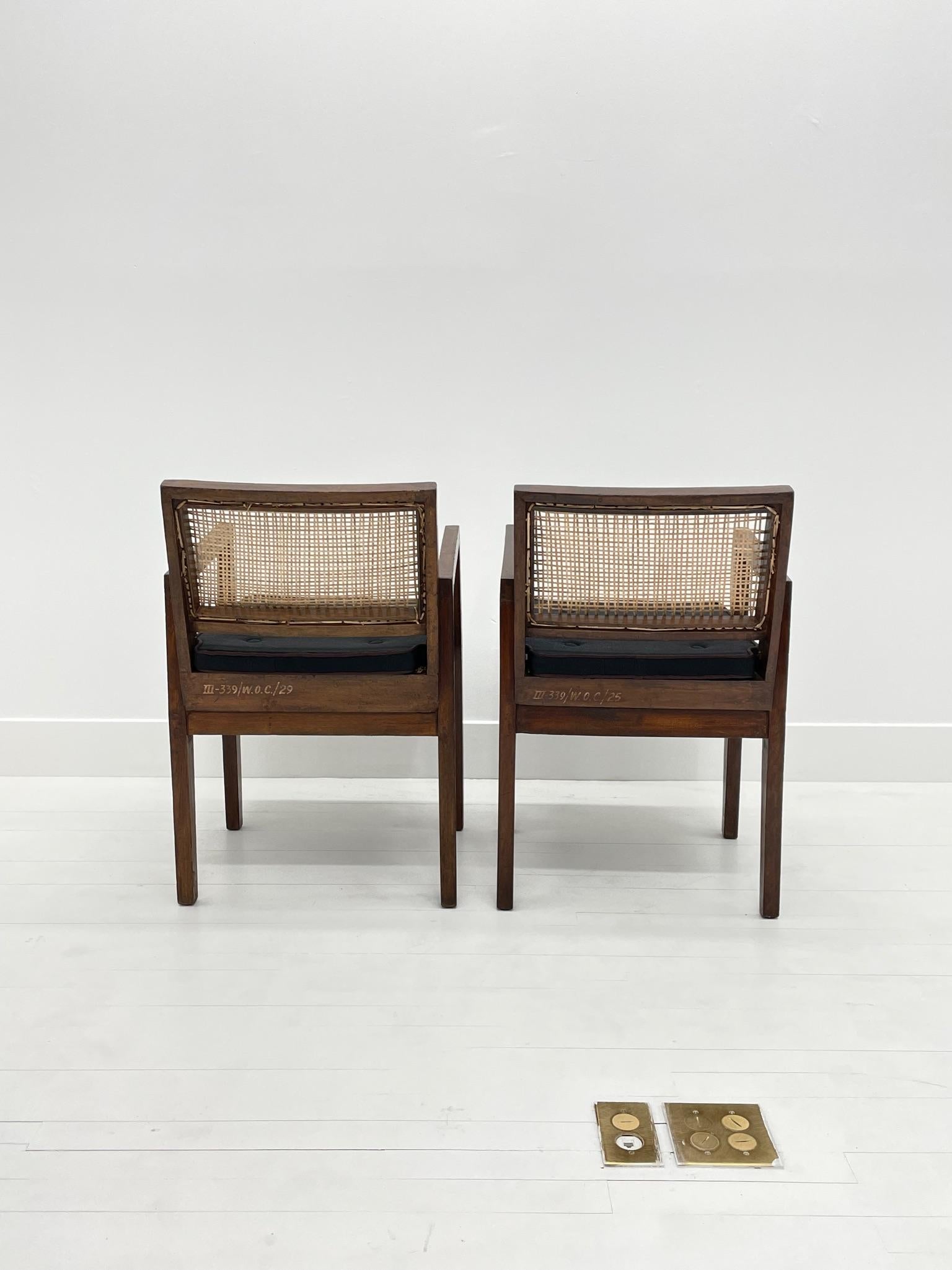 Pierre Jeanneret Armchairs from Chandigarh, pair, c. 1955 For Sale 5