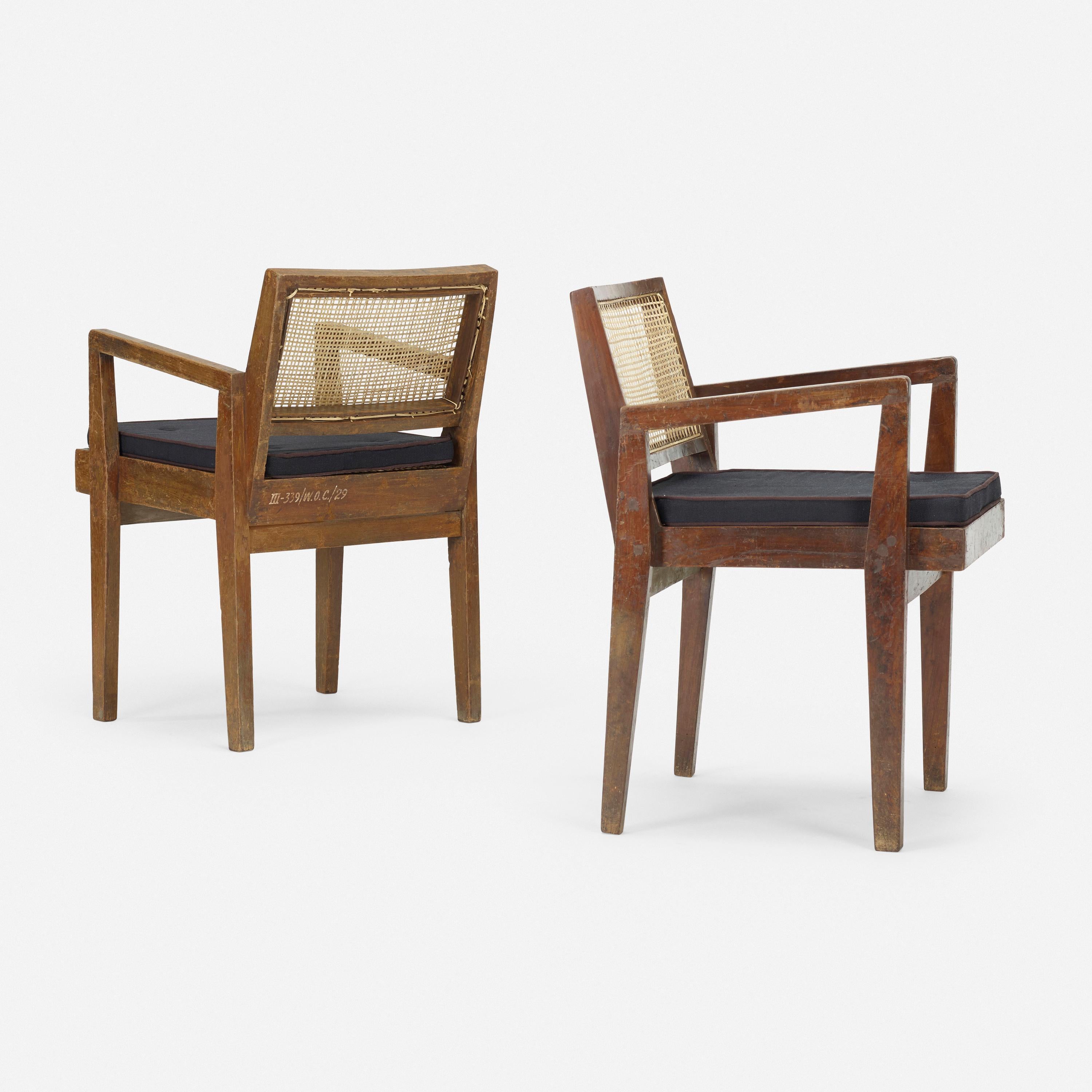 Mid-Century Modern Pierre Jeanneret Armchairs from Chandigarh, pair, c. 1955 For Sale