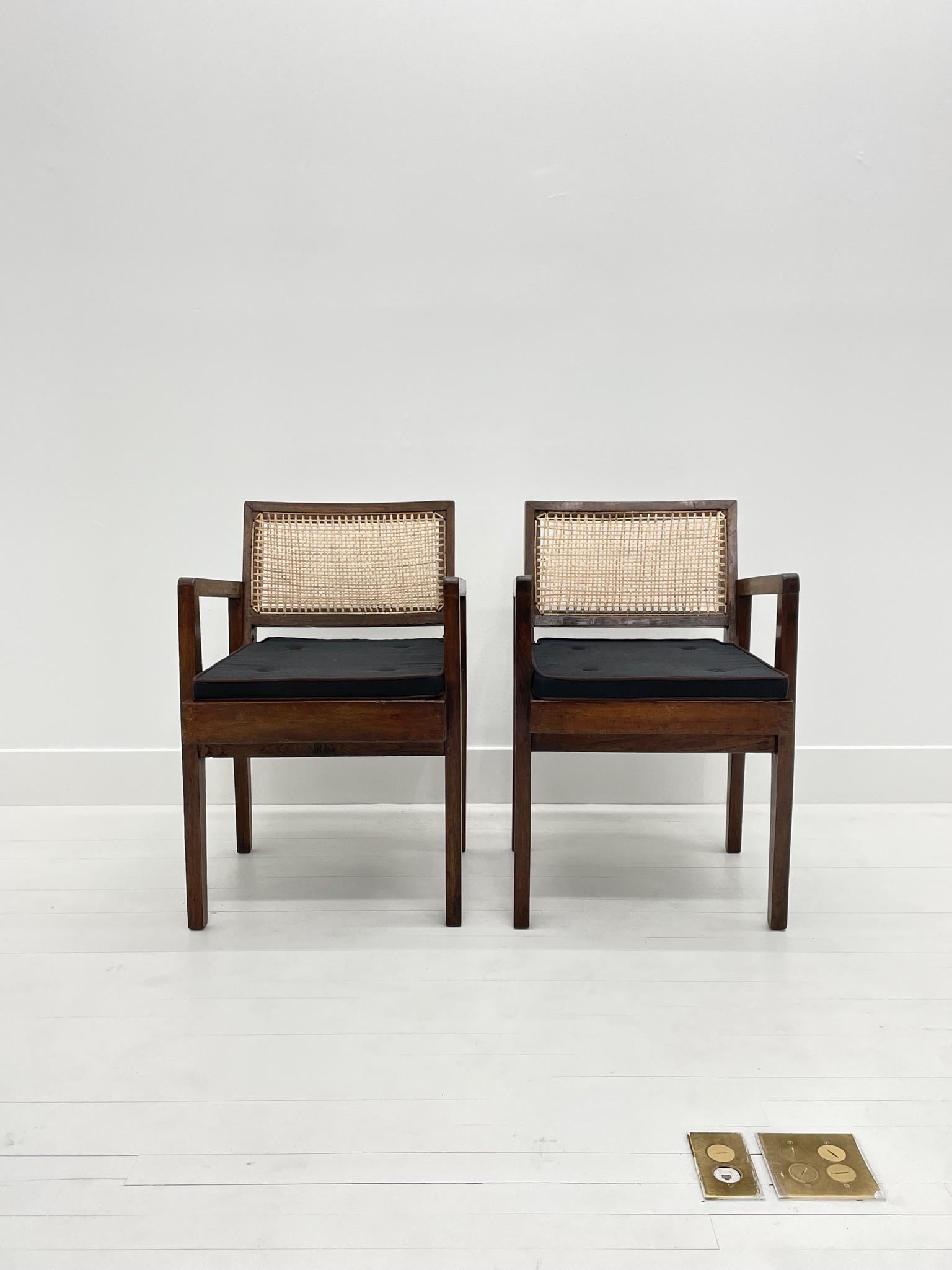 Pierre Jeanneret Armchairs from Chandigarh, pair, c. 1955 For Sale 1