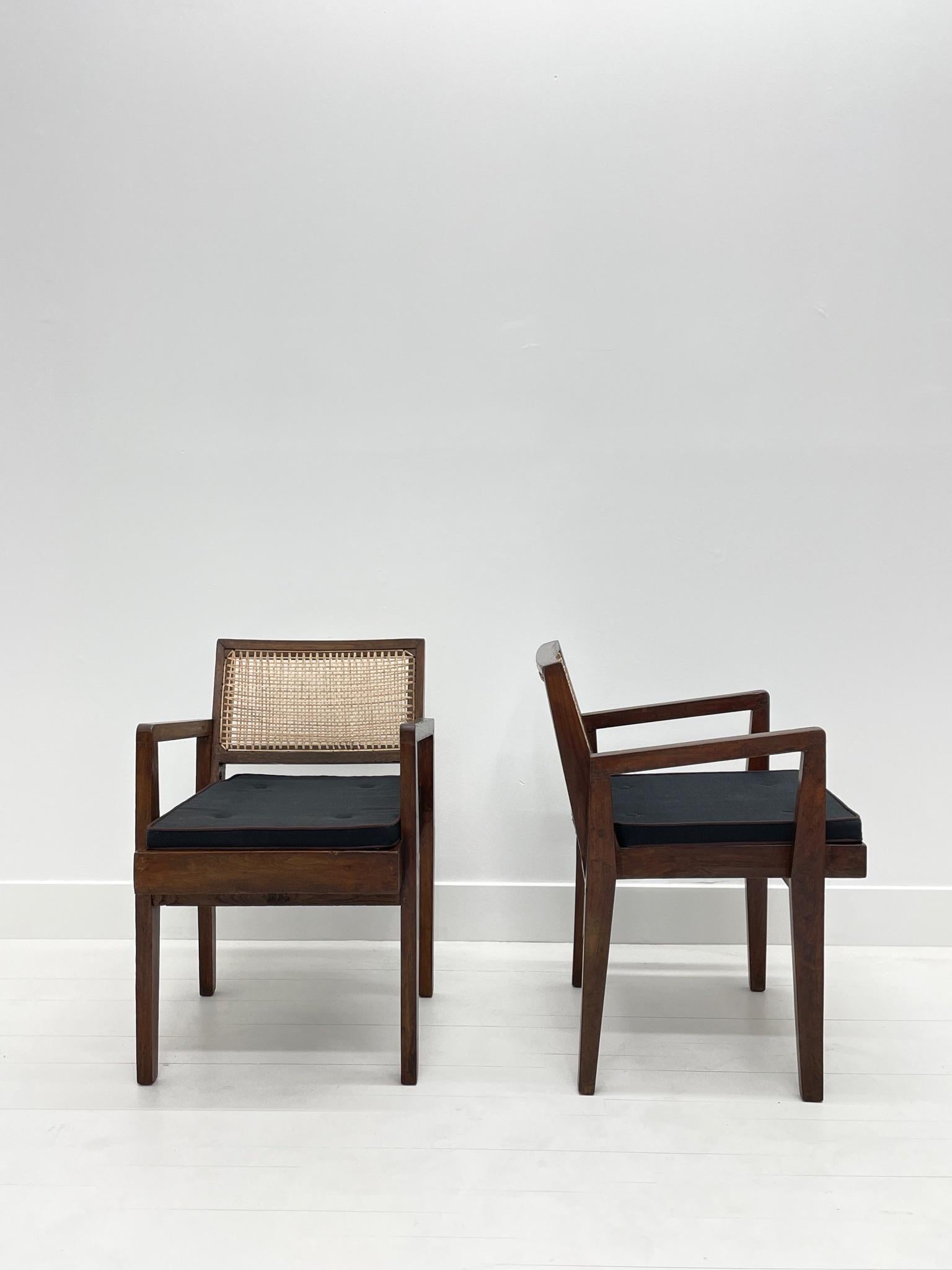 Pierre Jeanneret Armchairs from Chandigarh, pair, c. 1955 For Sale 2