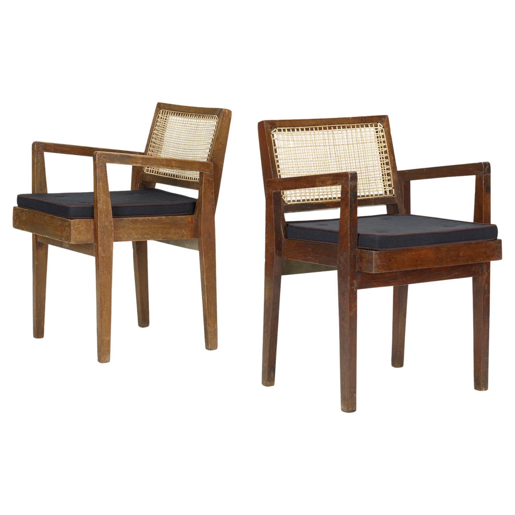 Pierre Jeanneret Armchairs from Chandigarh, pair, c. 1955