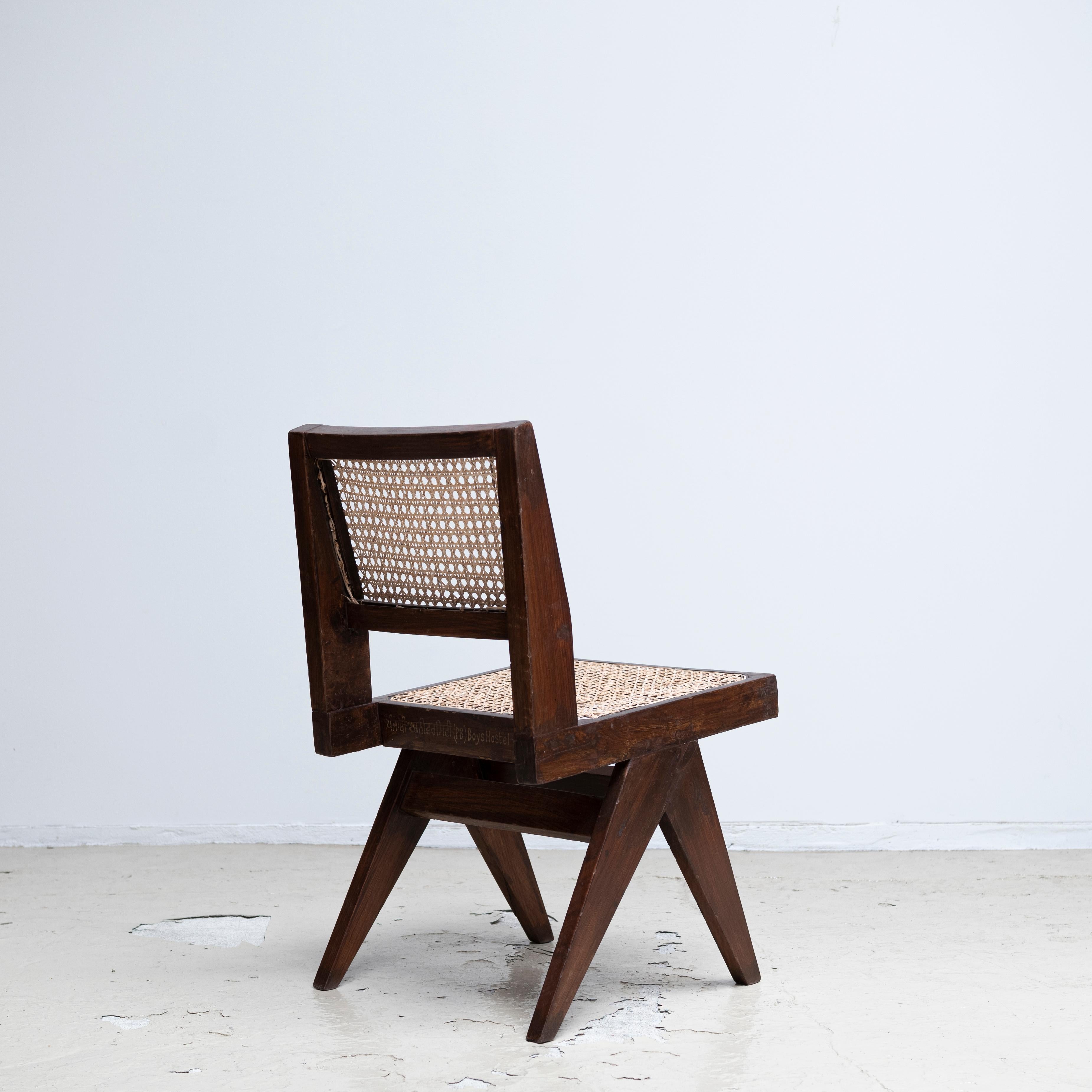 Pierre Jeanneret Armless Dining Chairs, Pair, circa 1950s, Chandigarh, India 4