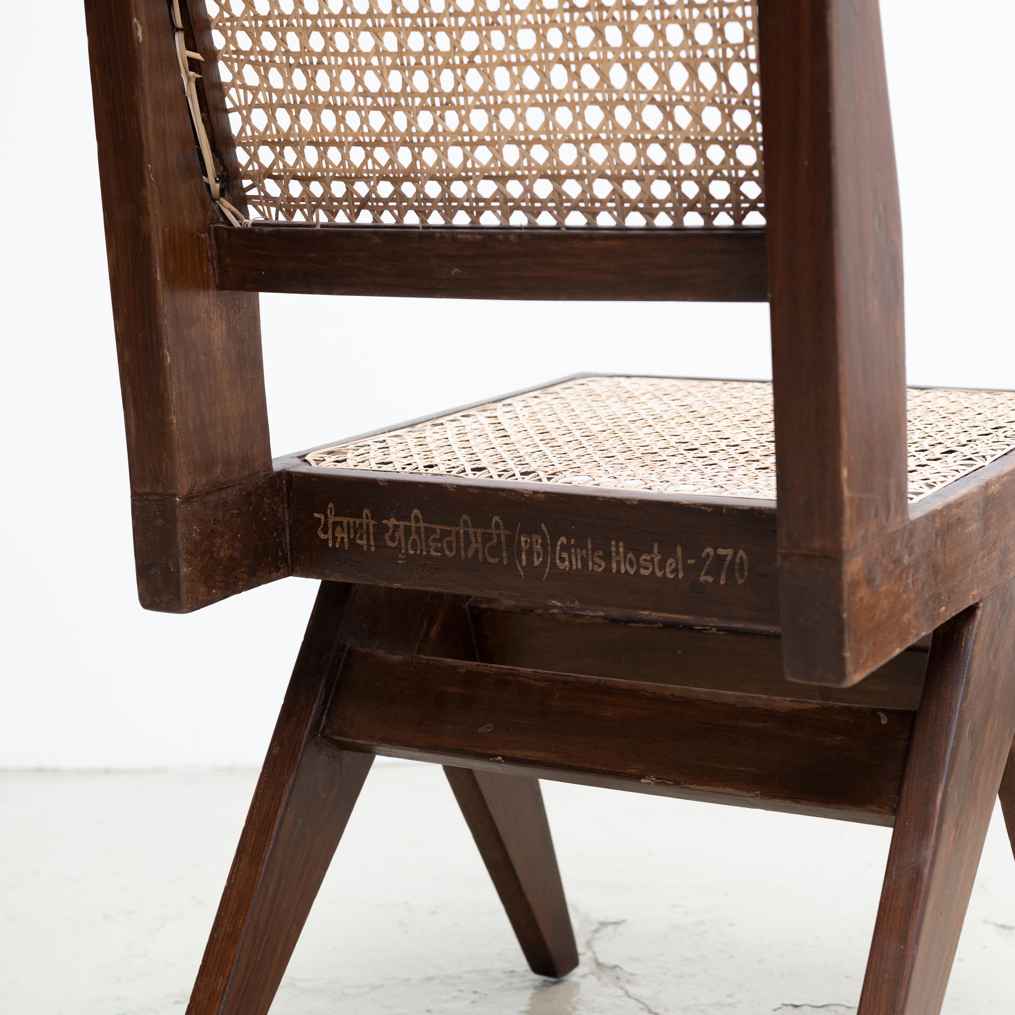Pierre Jeanneret Armless Dining Chairs, Pair, circa 1950s, Chandigarh, India 7