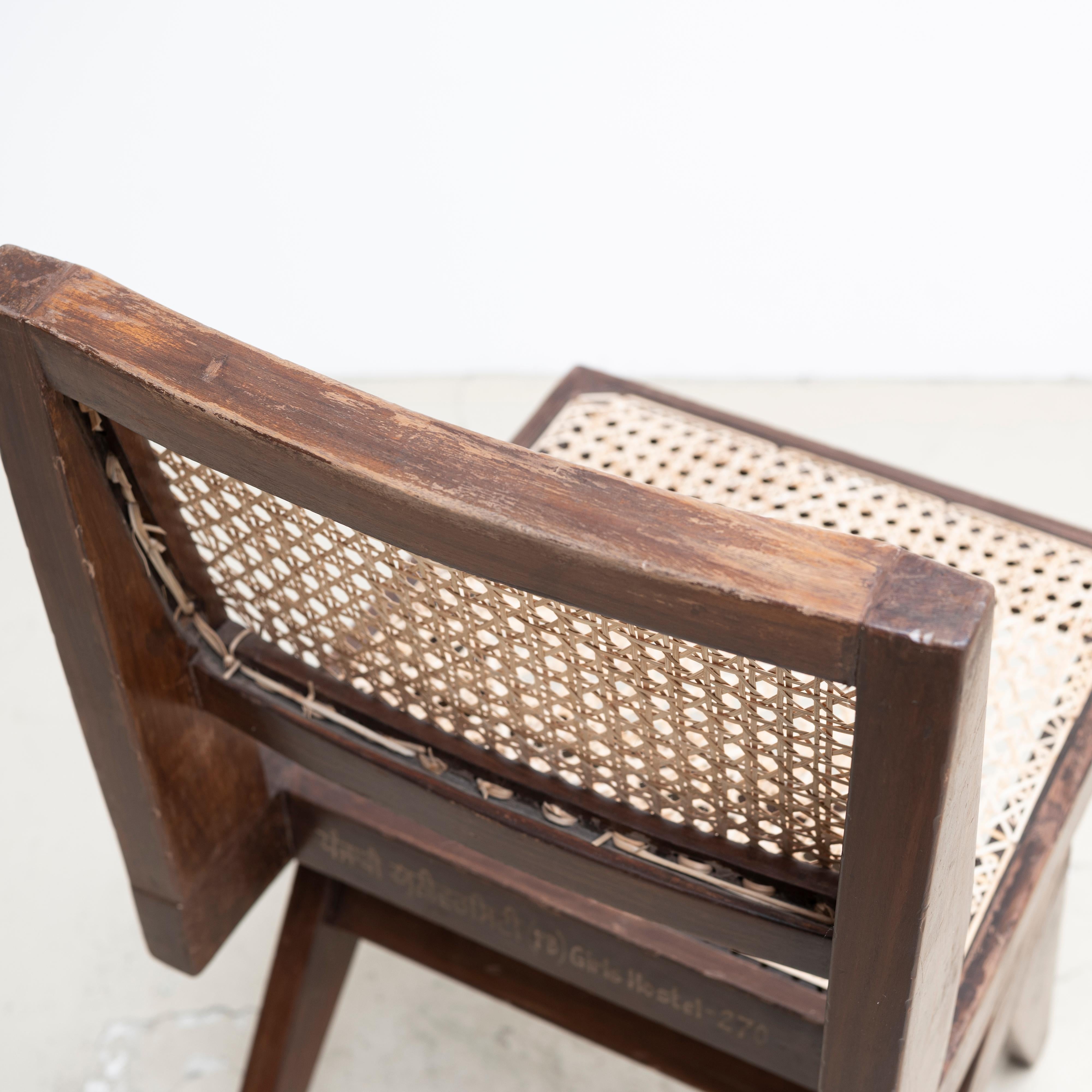 Pierre Jeanneret Armless Dining Chairs, Pair, circa 1950s, Chandigarh, India 8