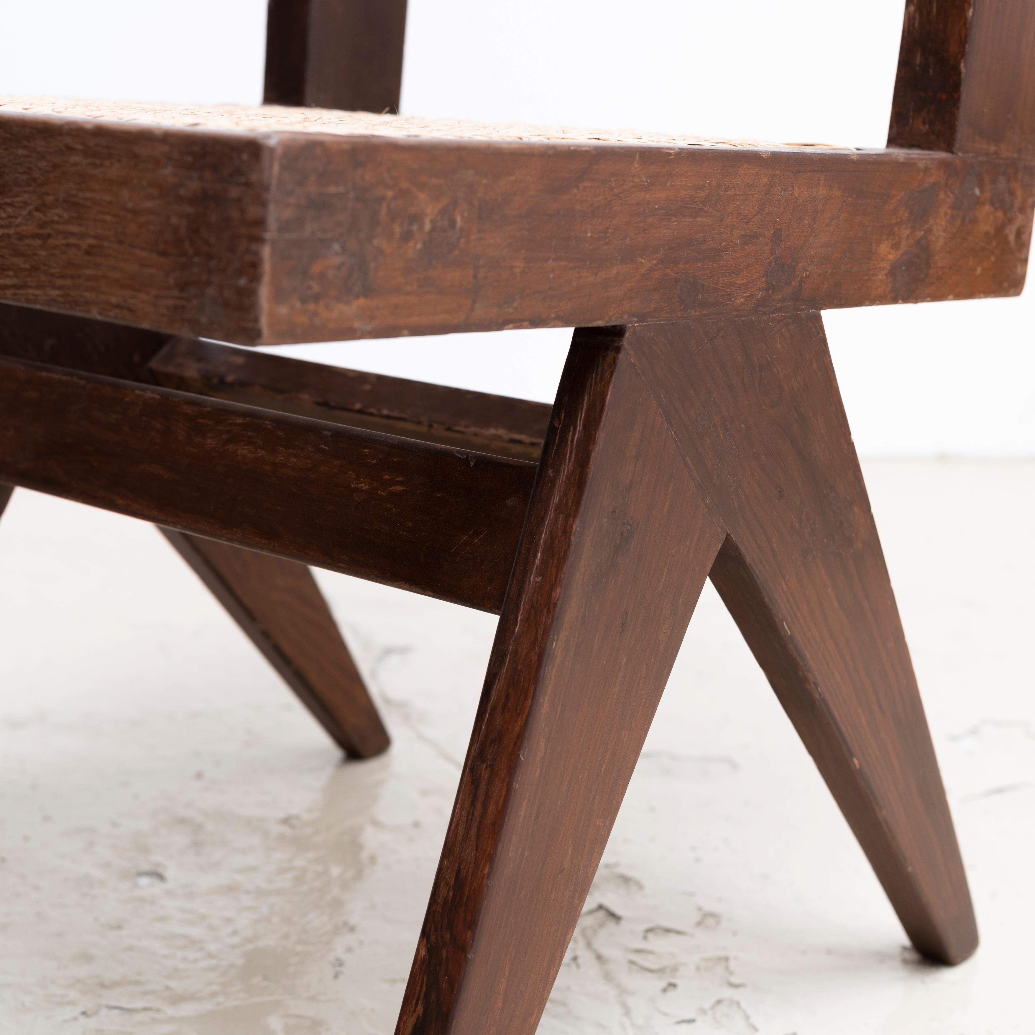 Pierre Jeanneret Armless Dining Chairs, Pair, circa 1950s, Chandigarh, India 9