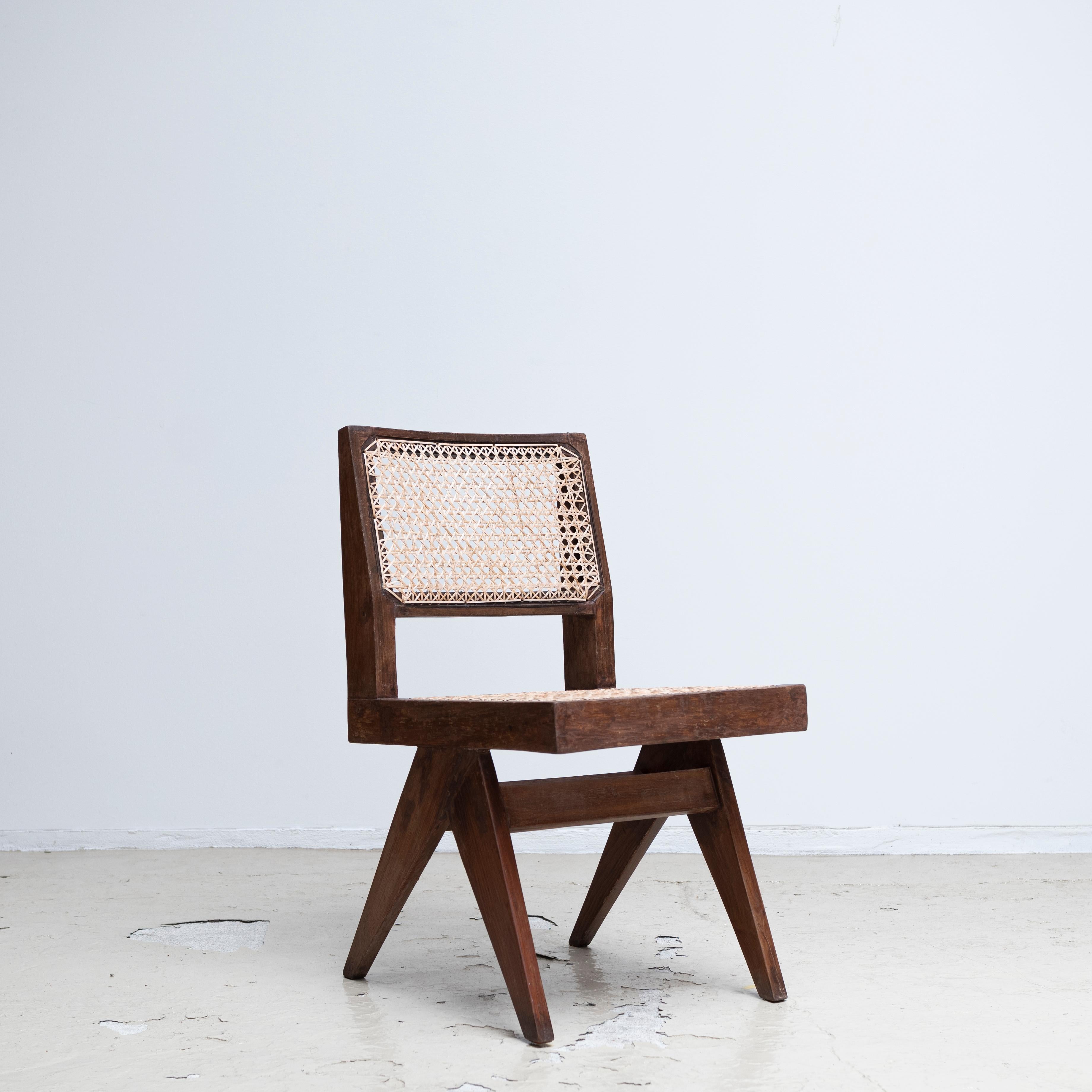 Indian Pierre Jeanneret Armless Dining Chairs, Pair, circa 1950s, Chandigarh, India