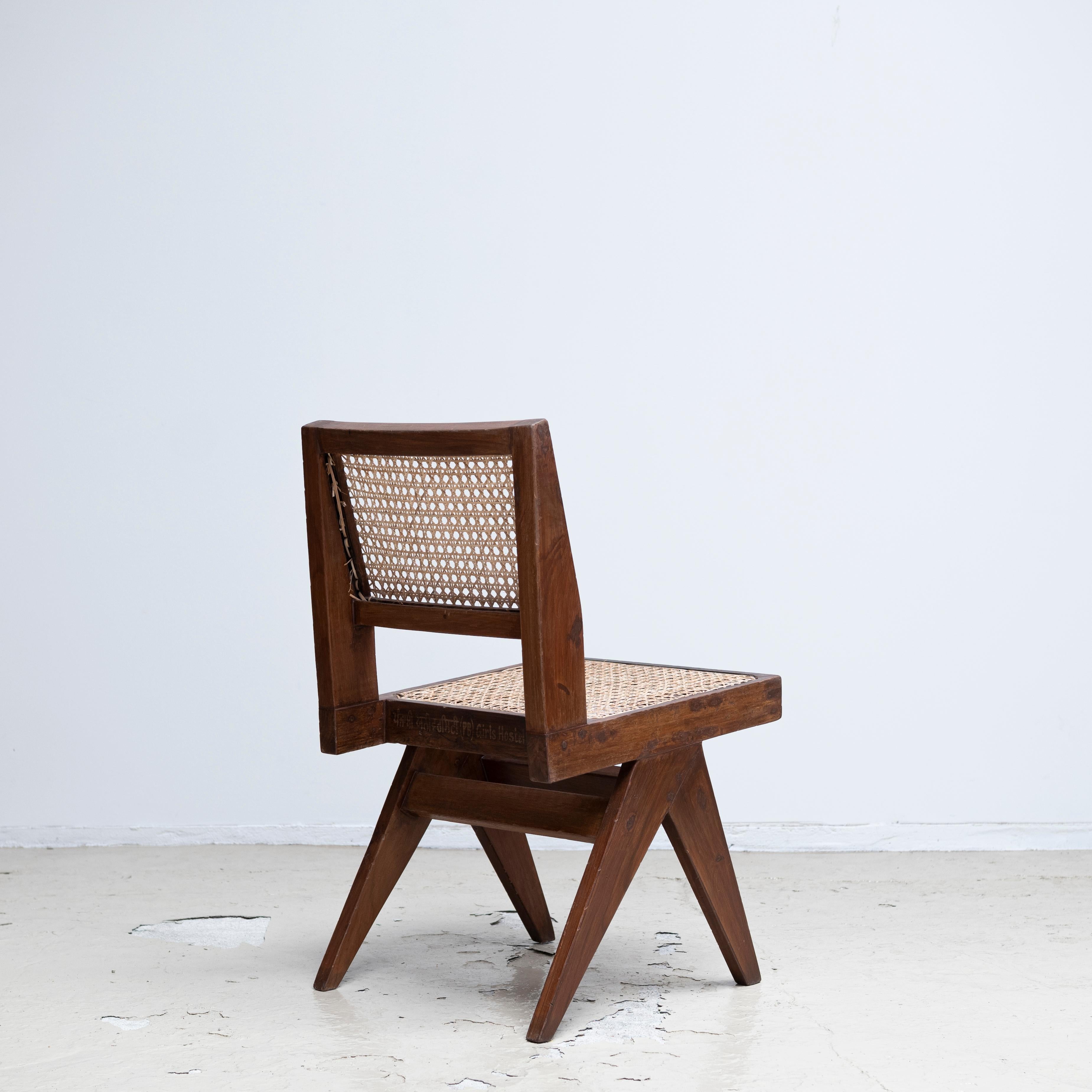 Indian Pierre Jeanneret Armless Dining Chairs, Pair, circa 1950s, Chandigarh, India