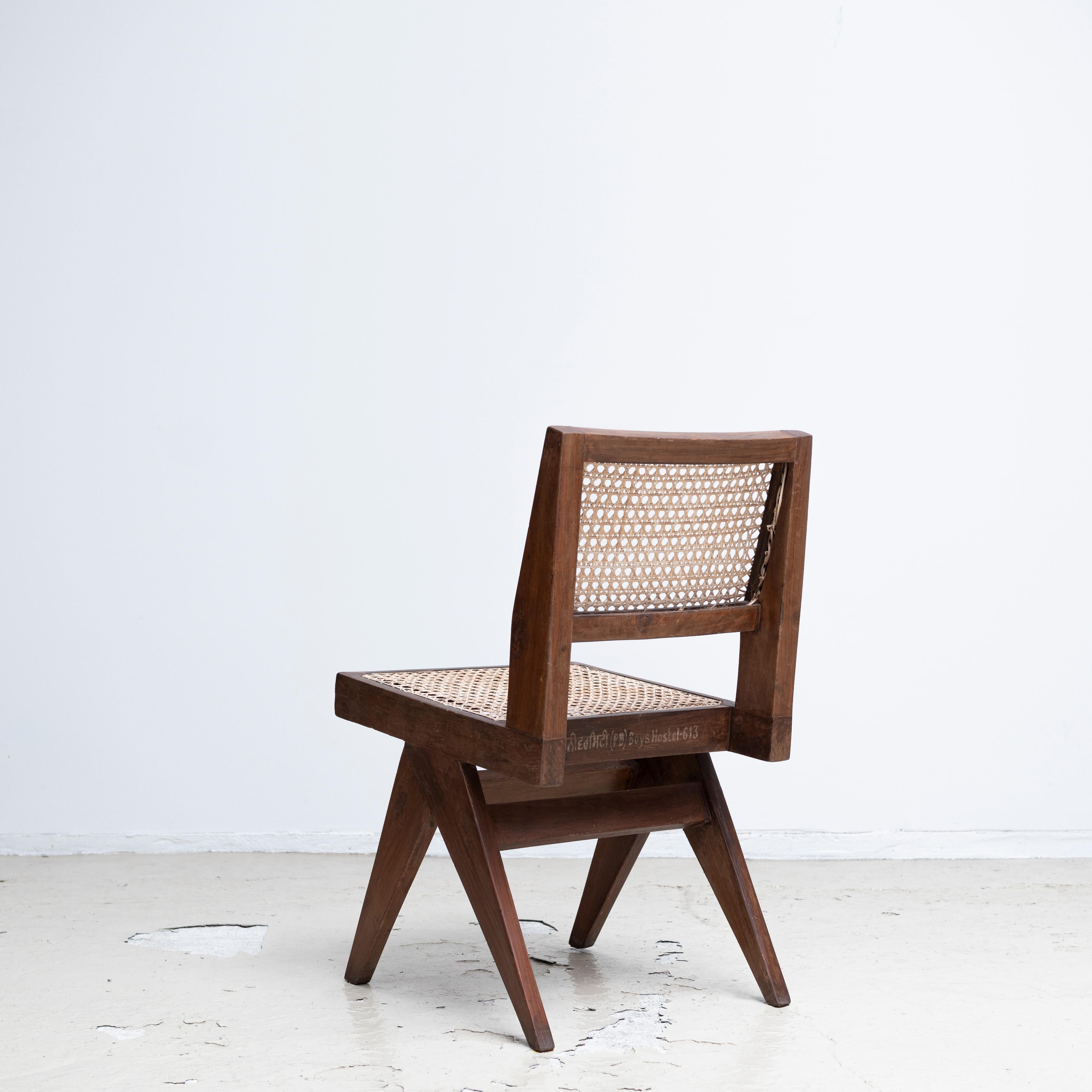 Mid-20th Century Pierre Jeanneret Armless Dining Chairs, Pair, circa 1950s, Chandigarh, India