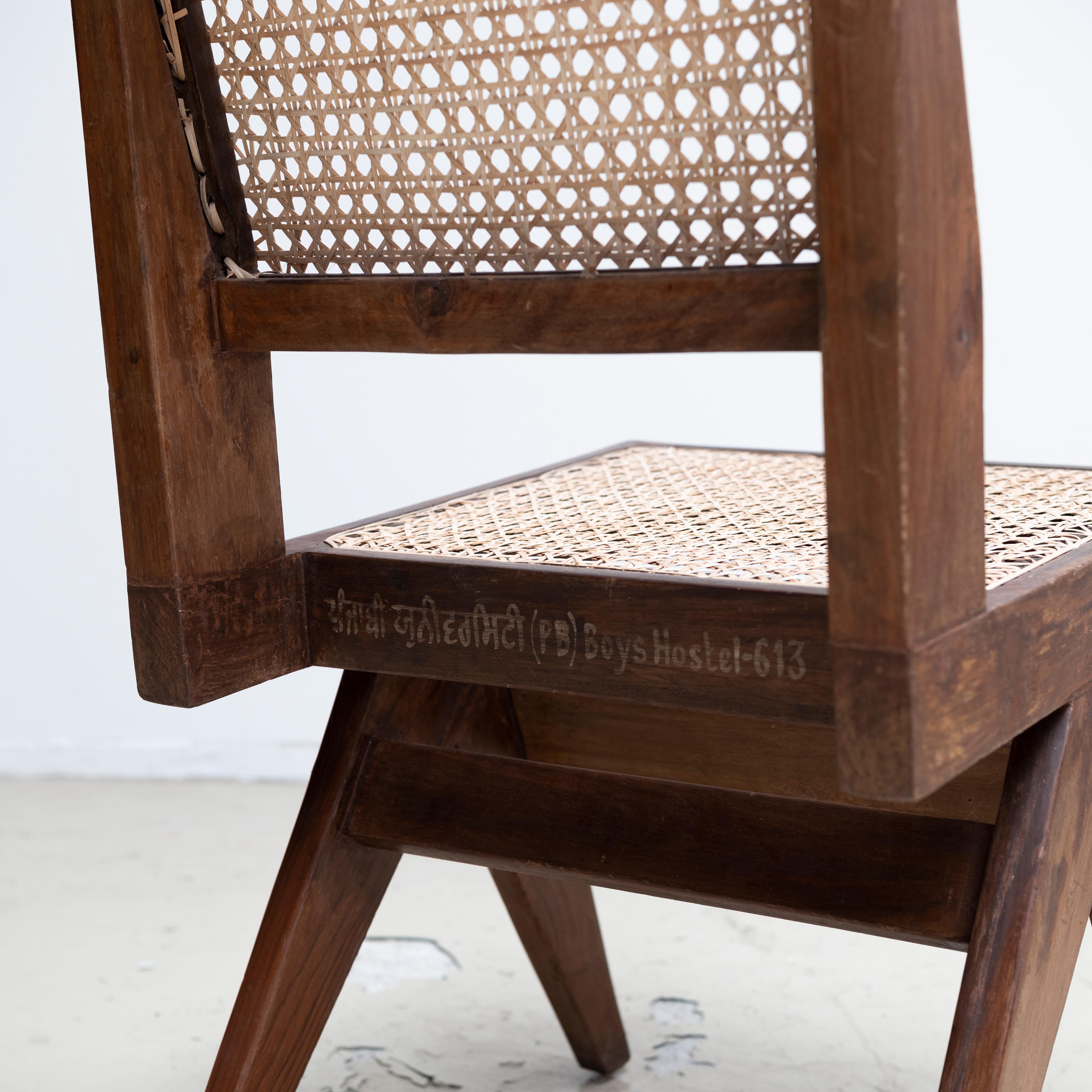 Pierre Jeanneret Armless Dining Chairs, Pair, circa 1950s, Chandigarh, India 1