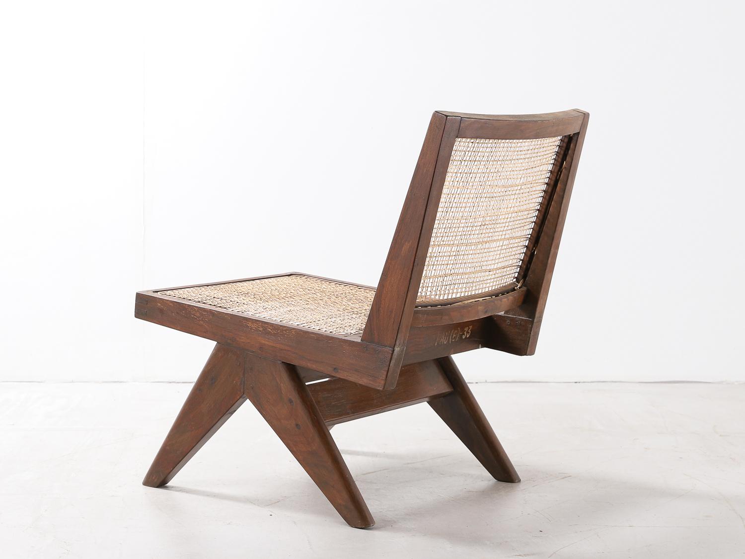 Indian Pierre Jeanneret 'Armless Easy Chair', Model No. PJ-SI-35-A For Sale