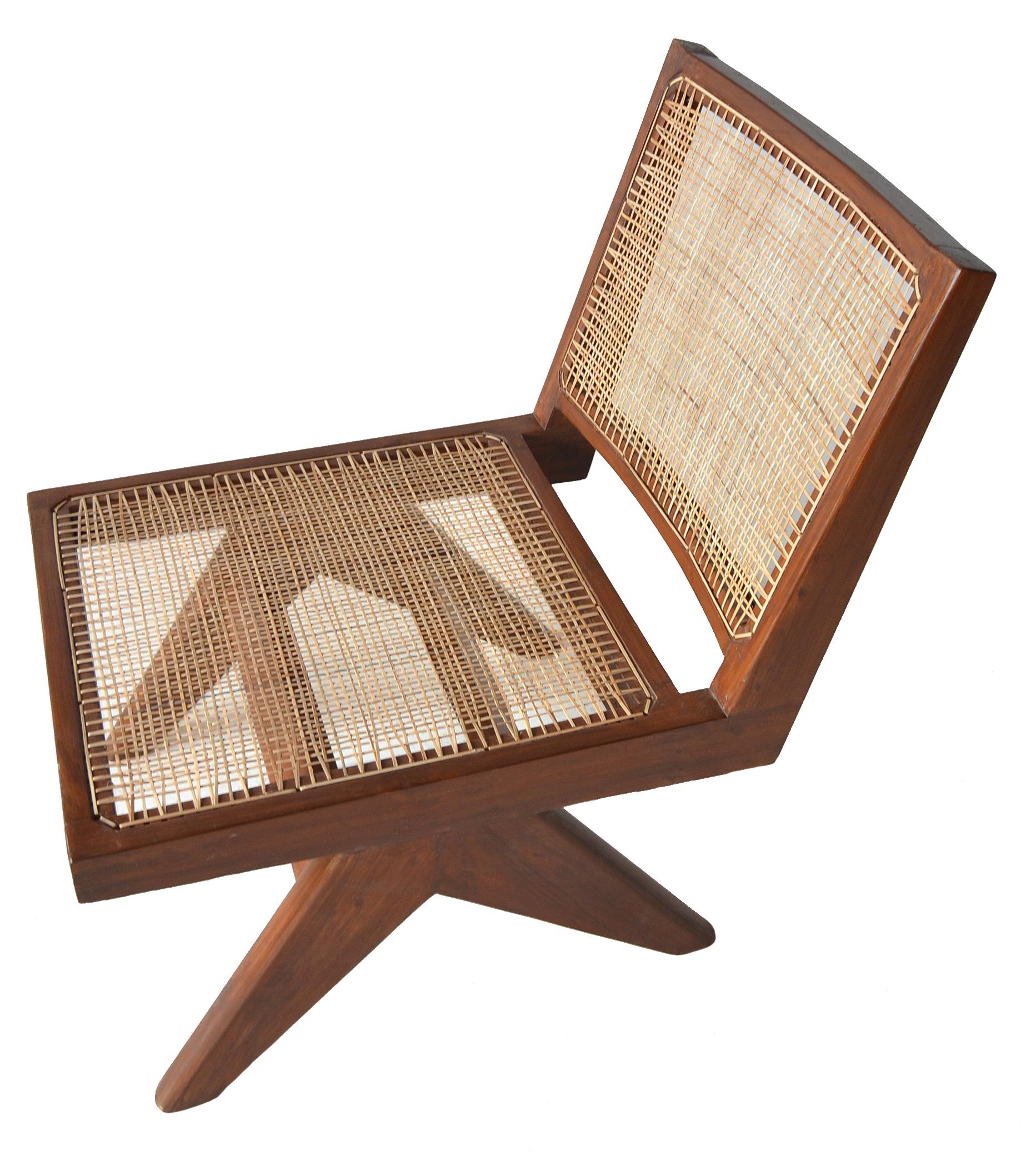 Sessel ohne Armlehne von Pierre Jeanneret (Mitte des 20. Jahrhunderts)